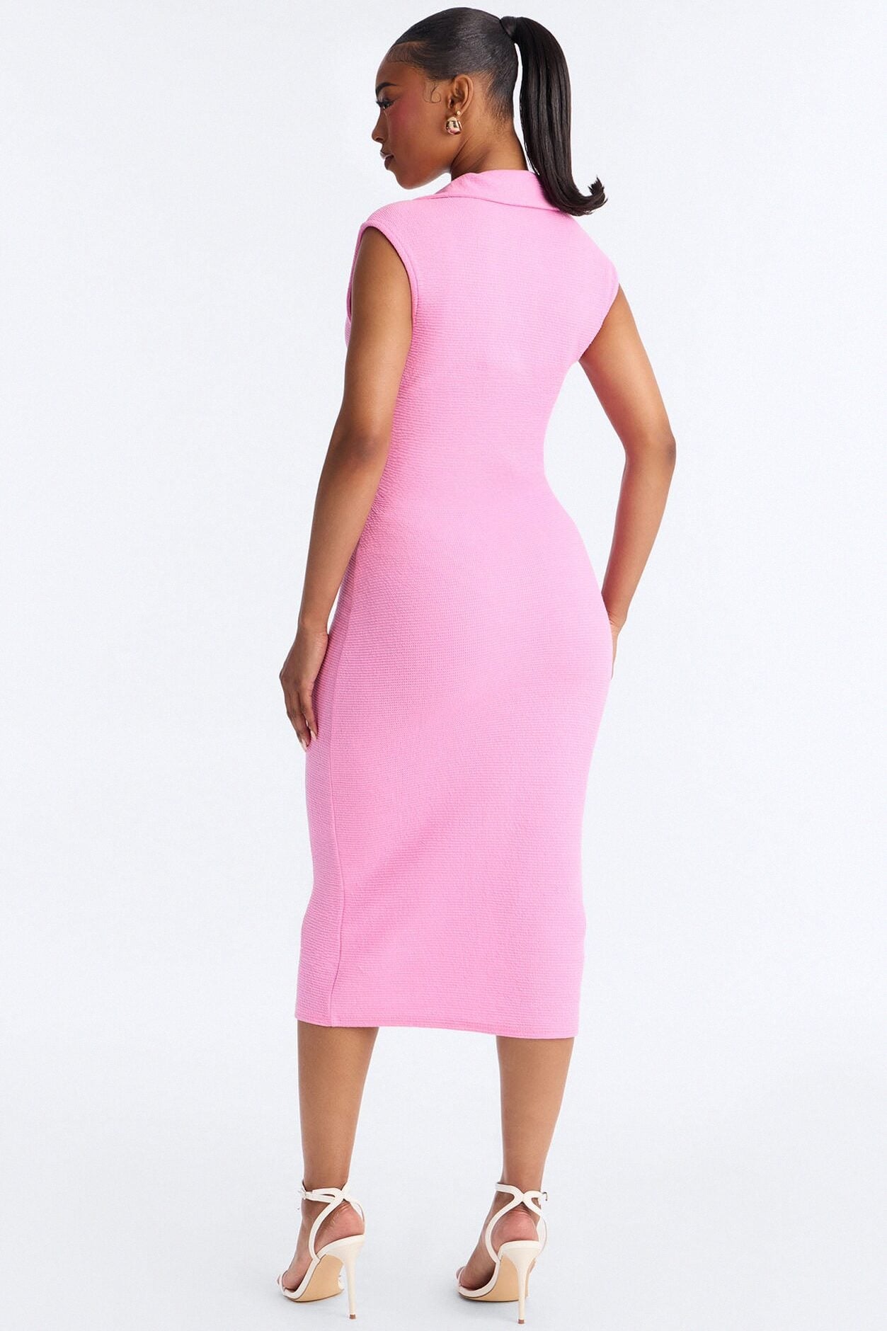 Edith Button Up Sweater Midi Dress - Pink image 4