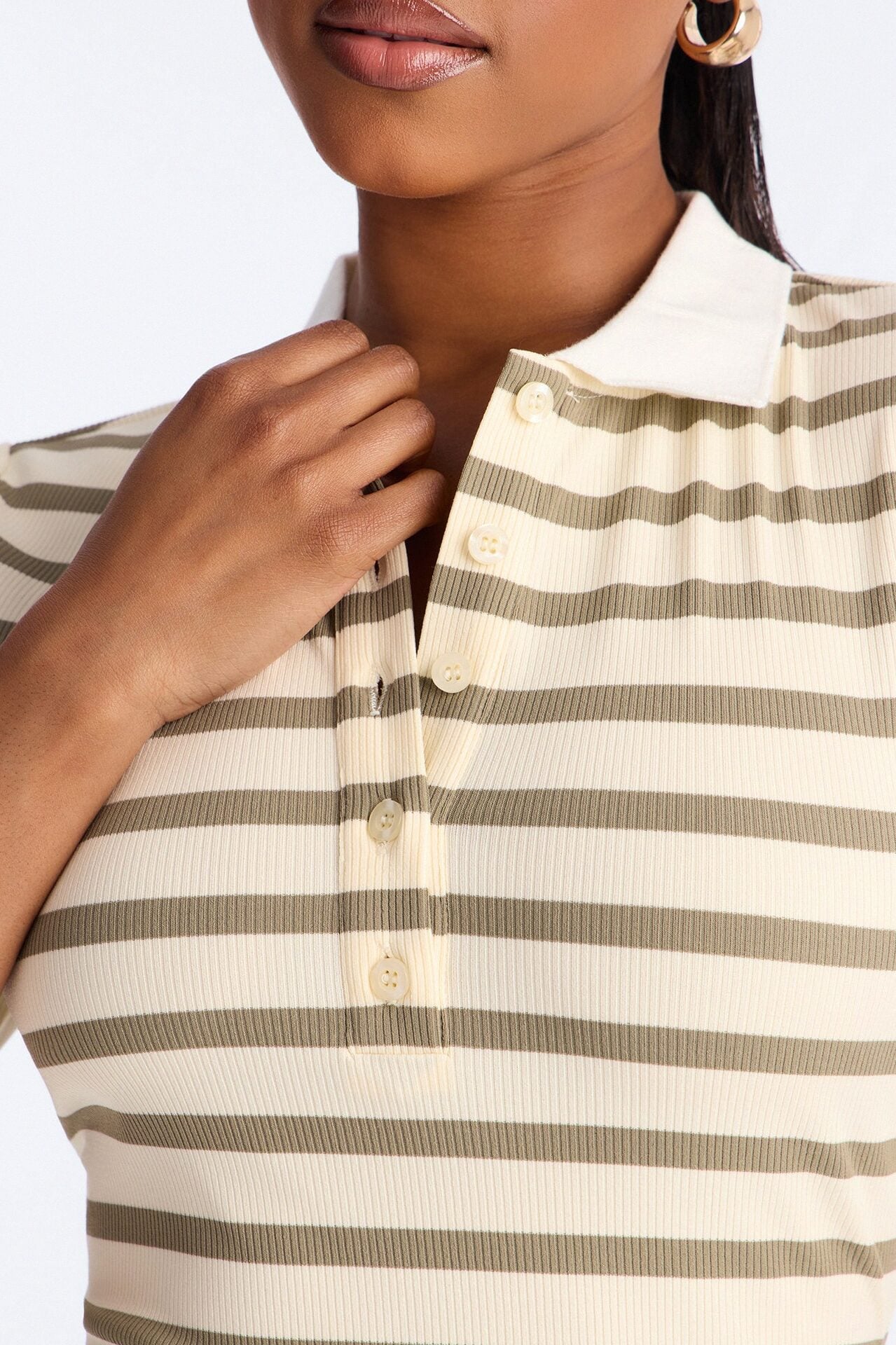 Sorrel Short Sleeve Ribbed Mini Dress - Olive/combo image 3