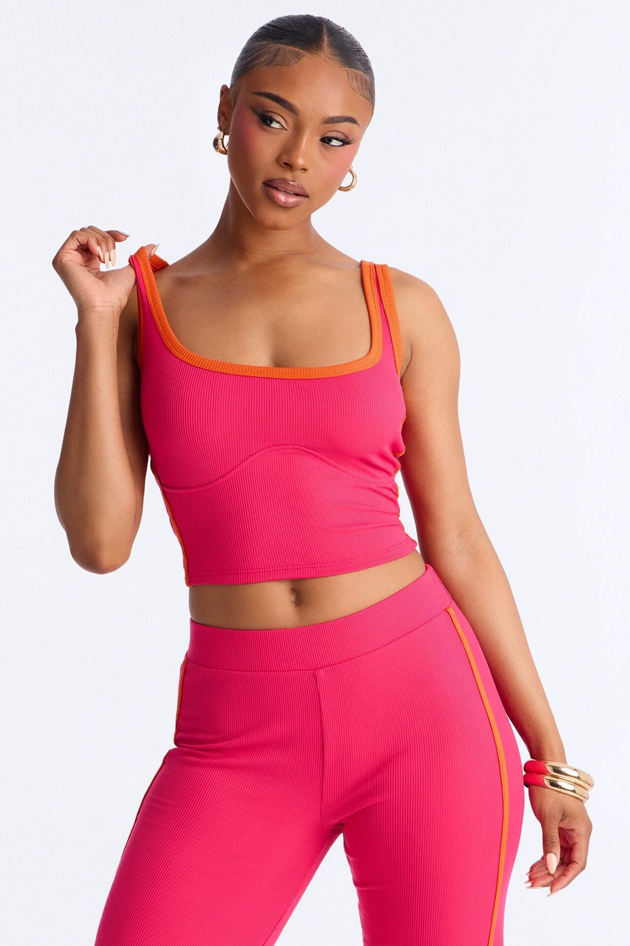 Mica Ribbed Pant Set - Fuchsia image 2