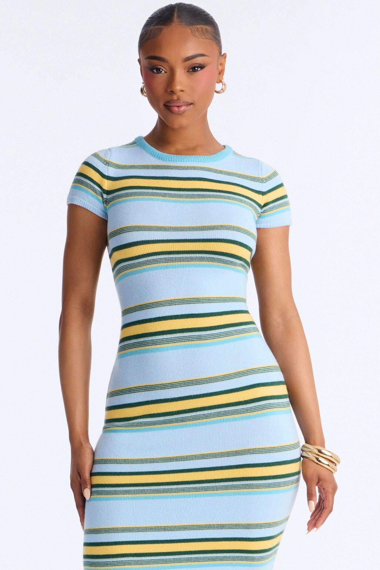 Bennie Striped Sweater Maxi Dress - Blue/combo image 2