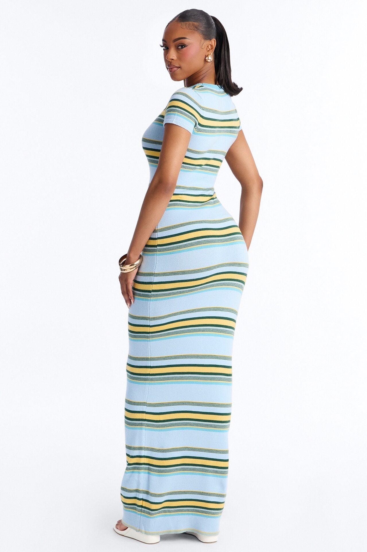 Bennie Striped Sweater Maxi Dress - Blue/combo image 4