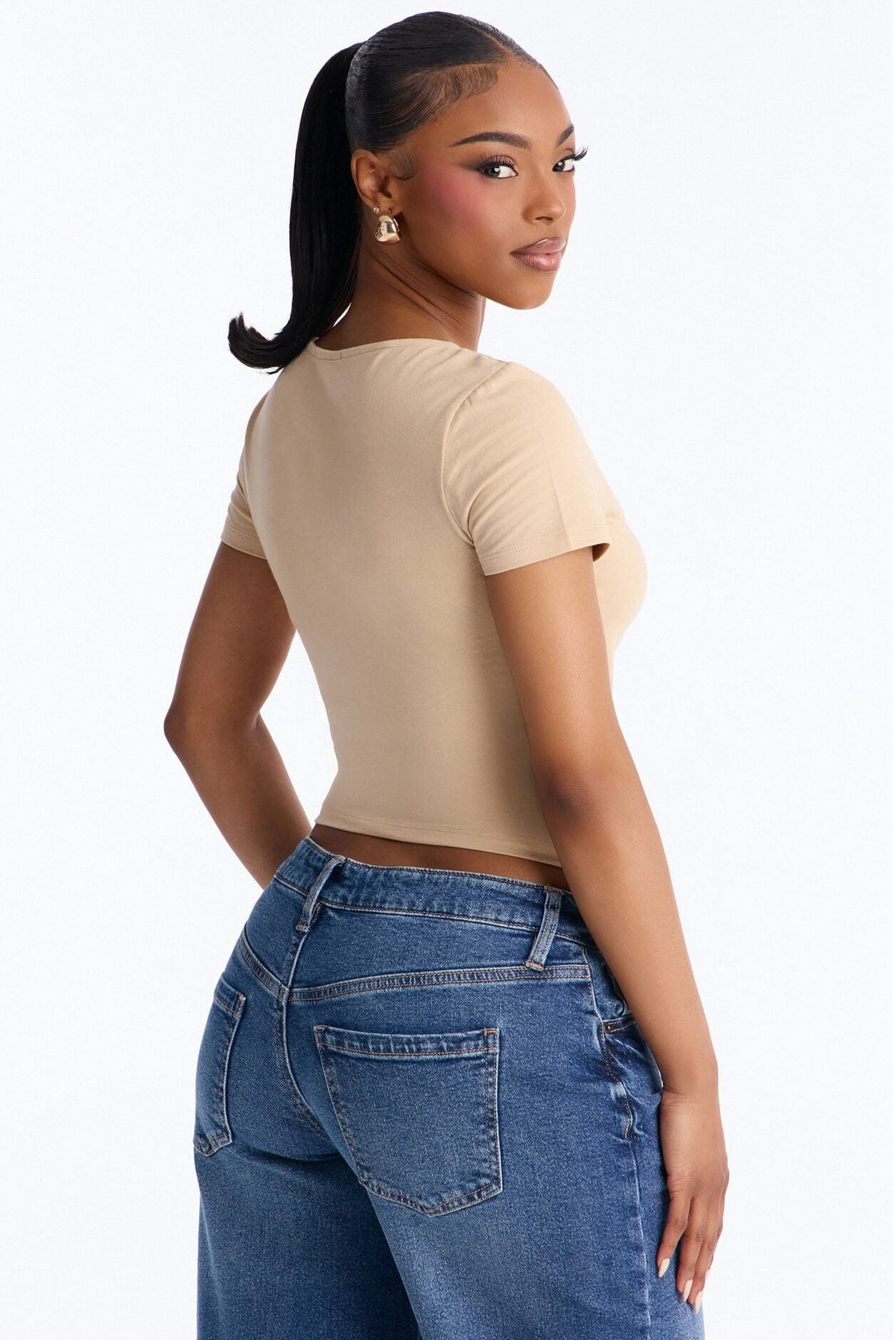 Marissa Double Lined Basic Top - Taupe image 4