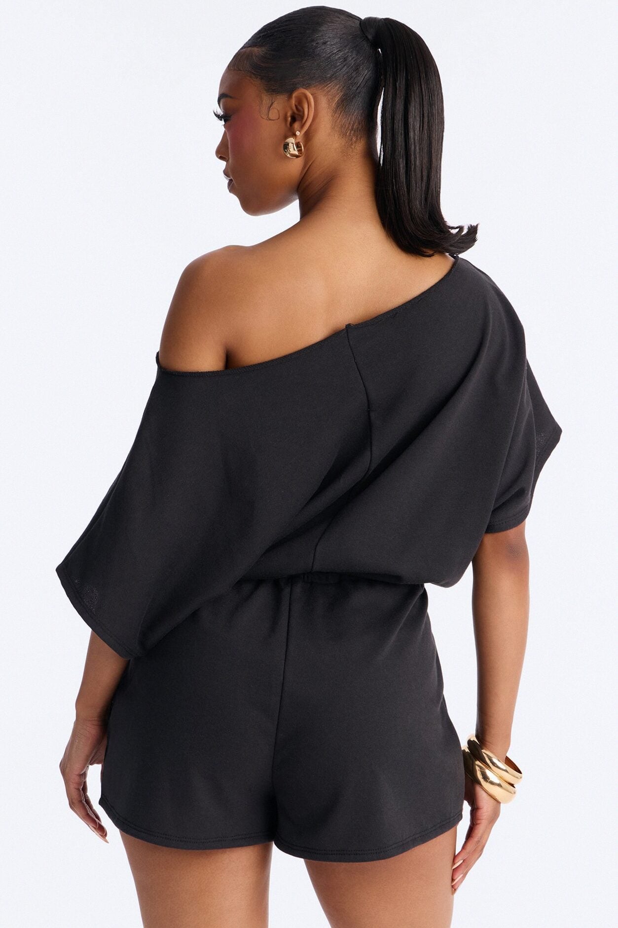 Weekend Away Off Shoulder Romper - Black image 4