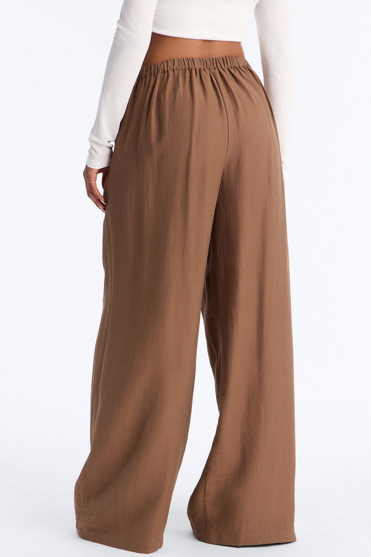 Run The City Linen Wide Leg Pants 33″ - Mocha image 4