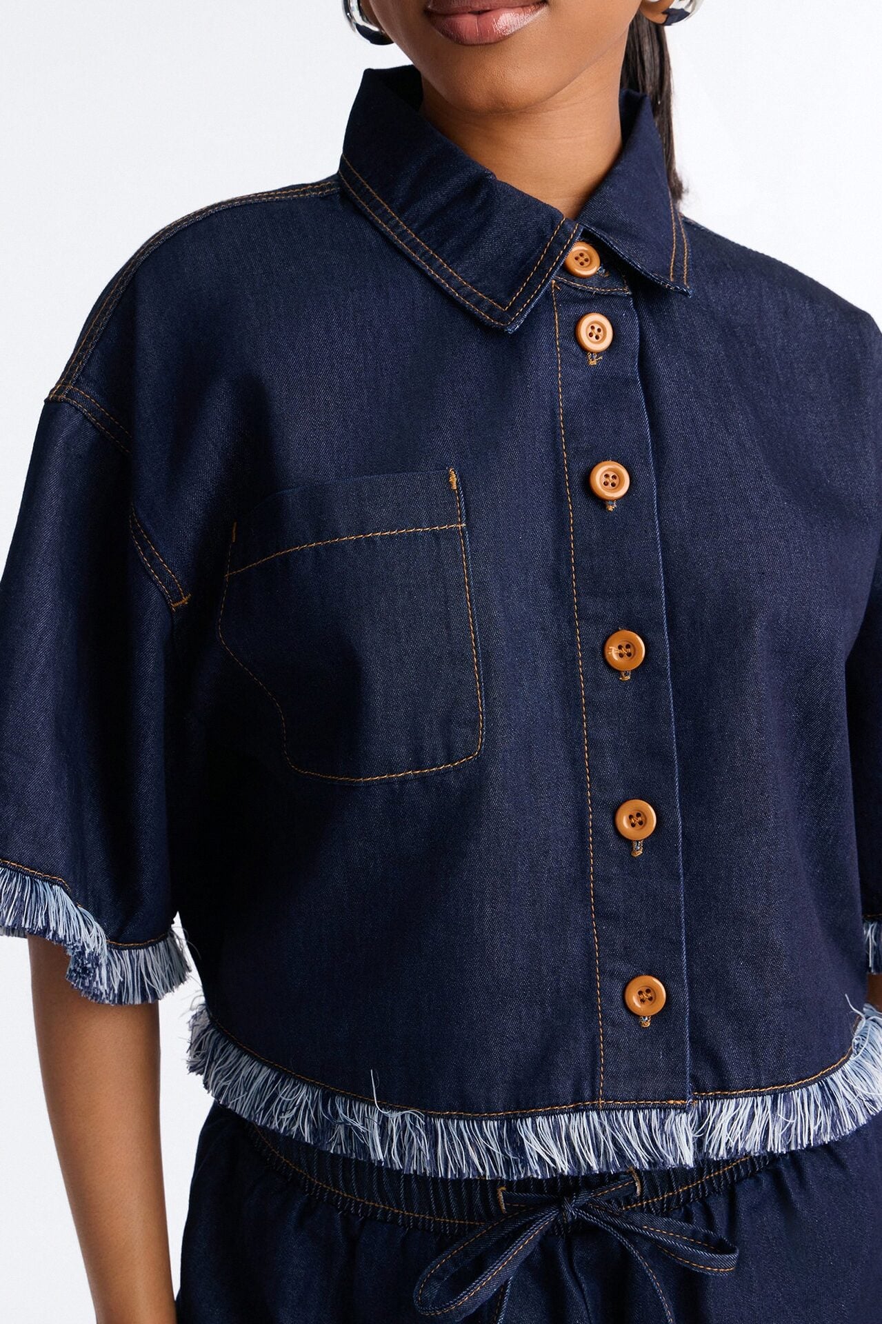 Farina Fringe Short Set - Dark Wash image 3