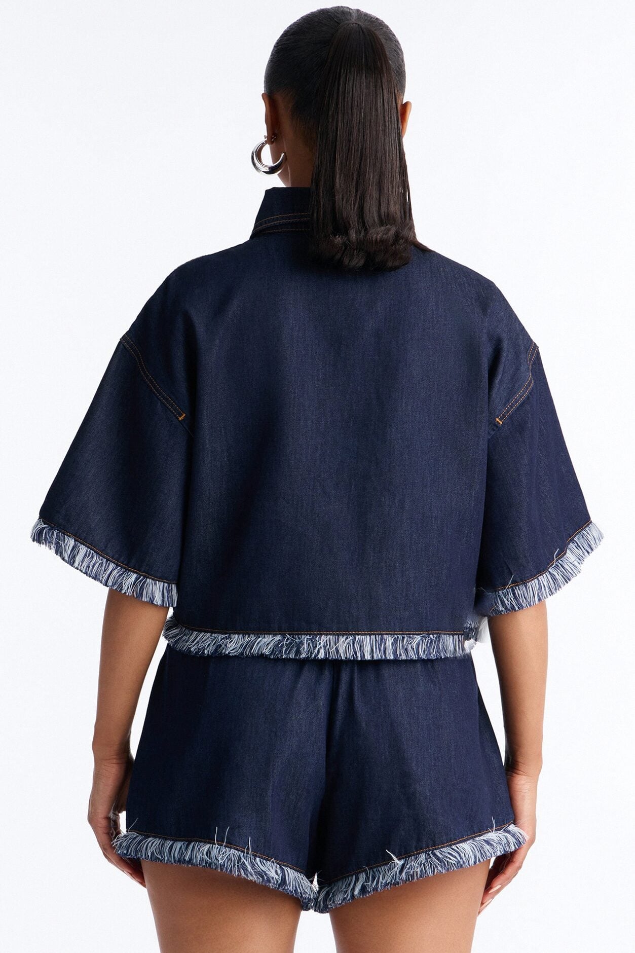 Farina Fringe Short Set - Dark Wash image 4