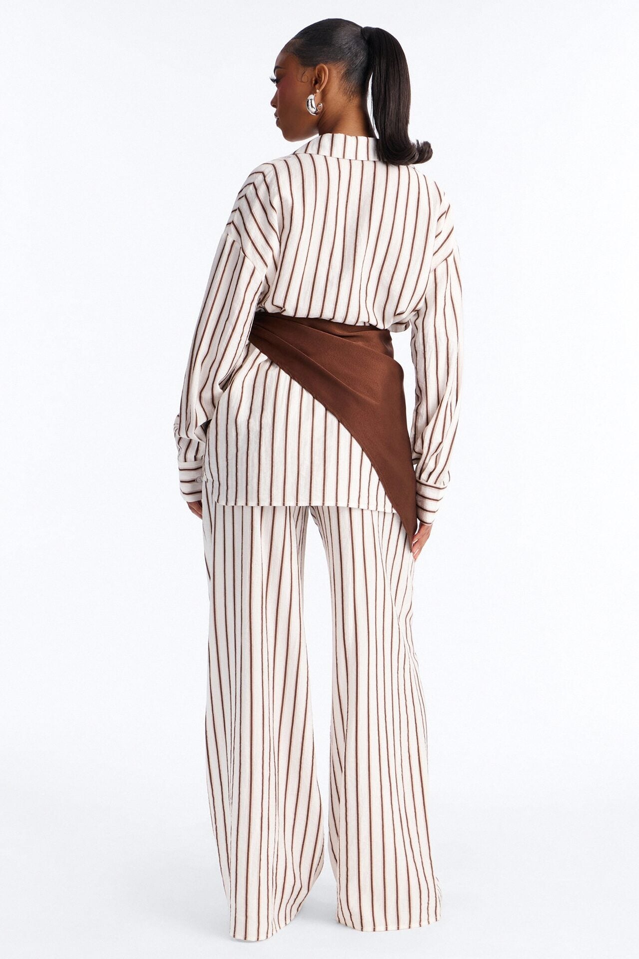 Senna Linen 3 Piece Scarf Pant Set - White/combo image 4