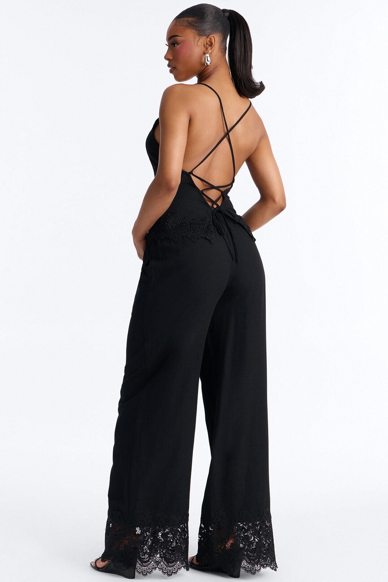 Tianna Backless Linen Pant Set - Black image 4