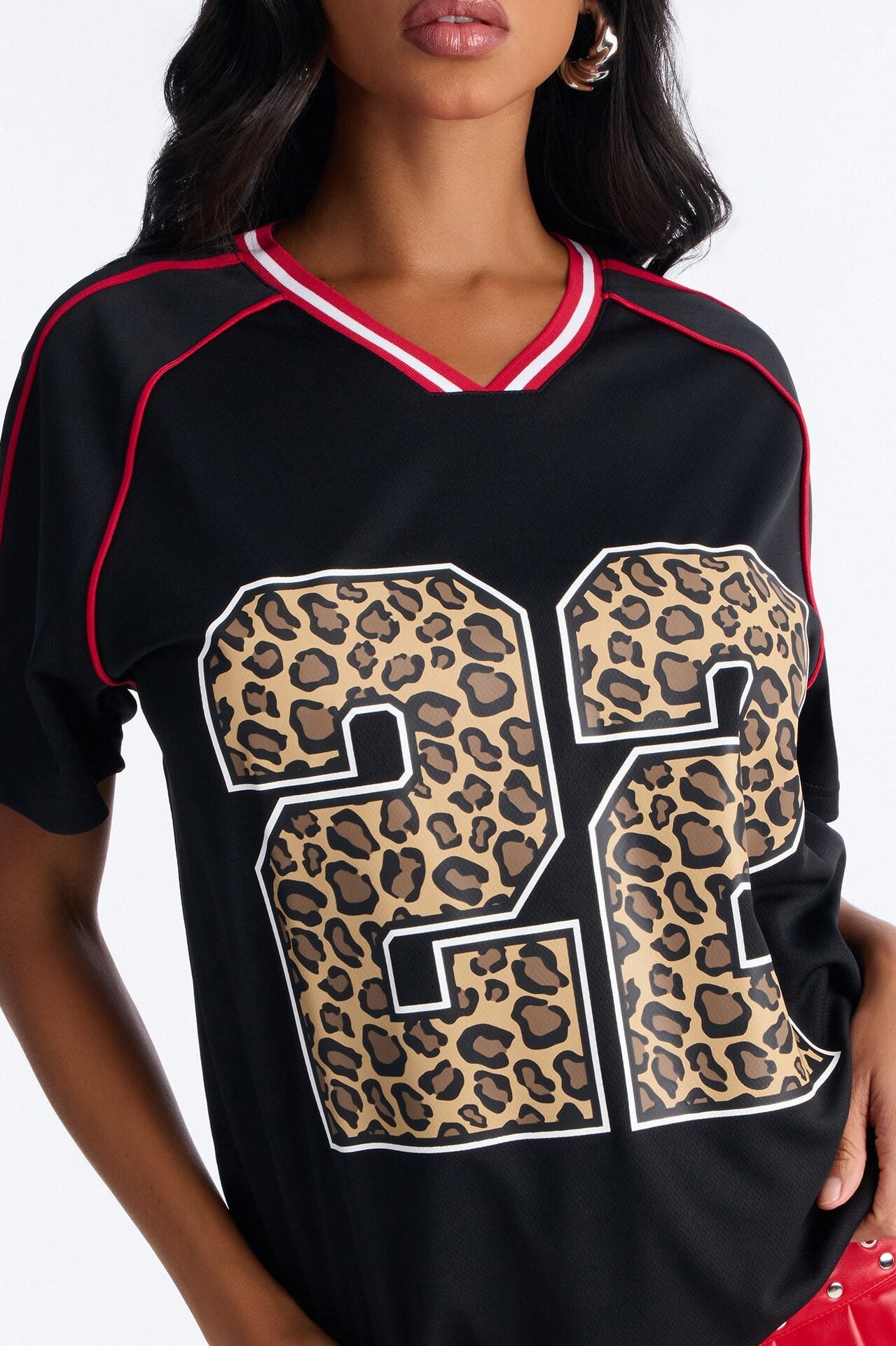 Leopard Numbers V Neck Jersey - Black image 3