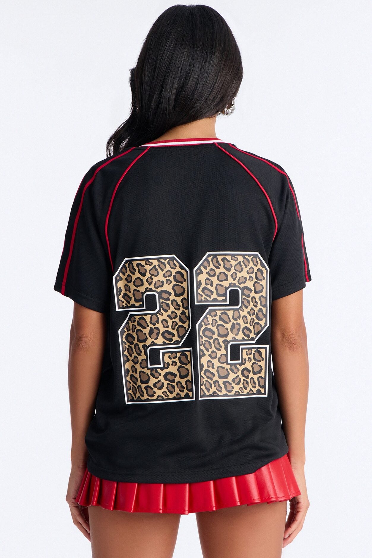 Leopard Numbers V Neck Jersey - Black image 4