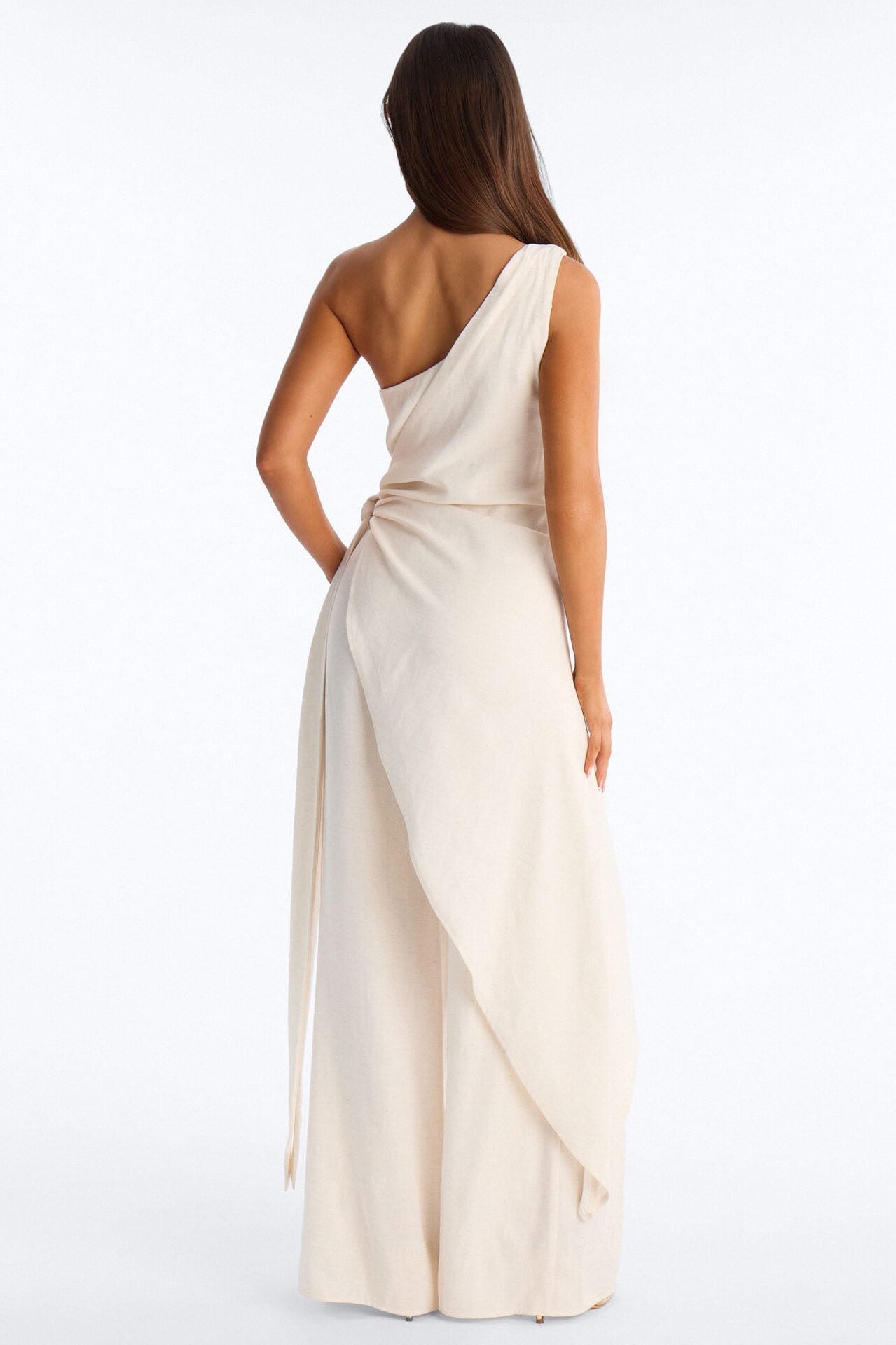 Zena Off Shoulder Draped Jumpsuit - Ivory image 5