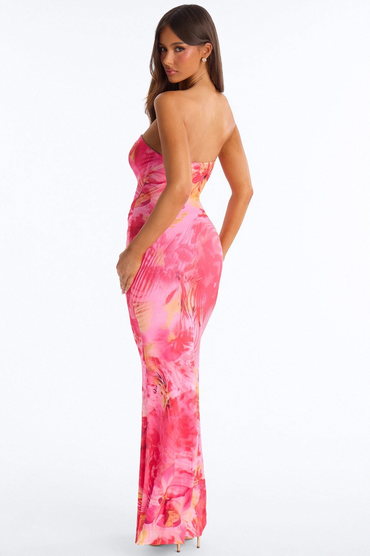 Tropical Bliss Cut Out Mesh Maxi Dress - Pink/combo image 3