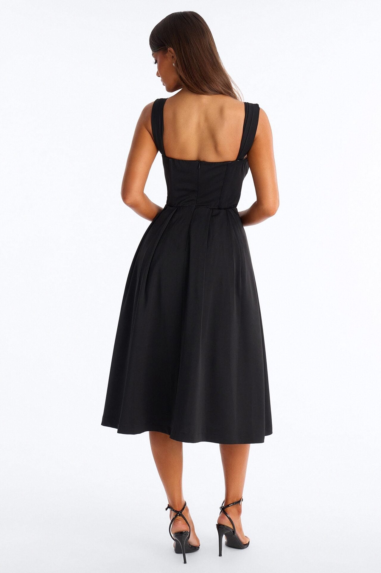 Gabriela Pleated Corset Midi Dress - Black image 4
