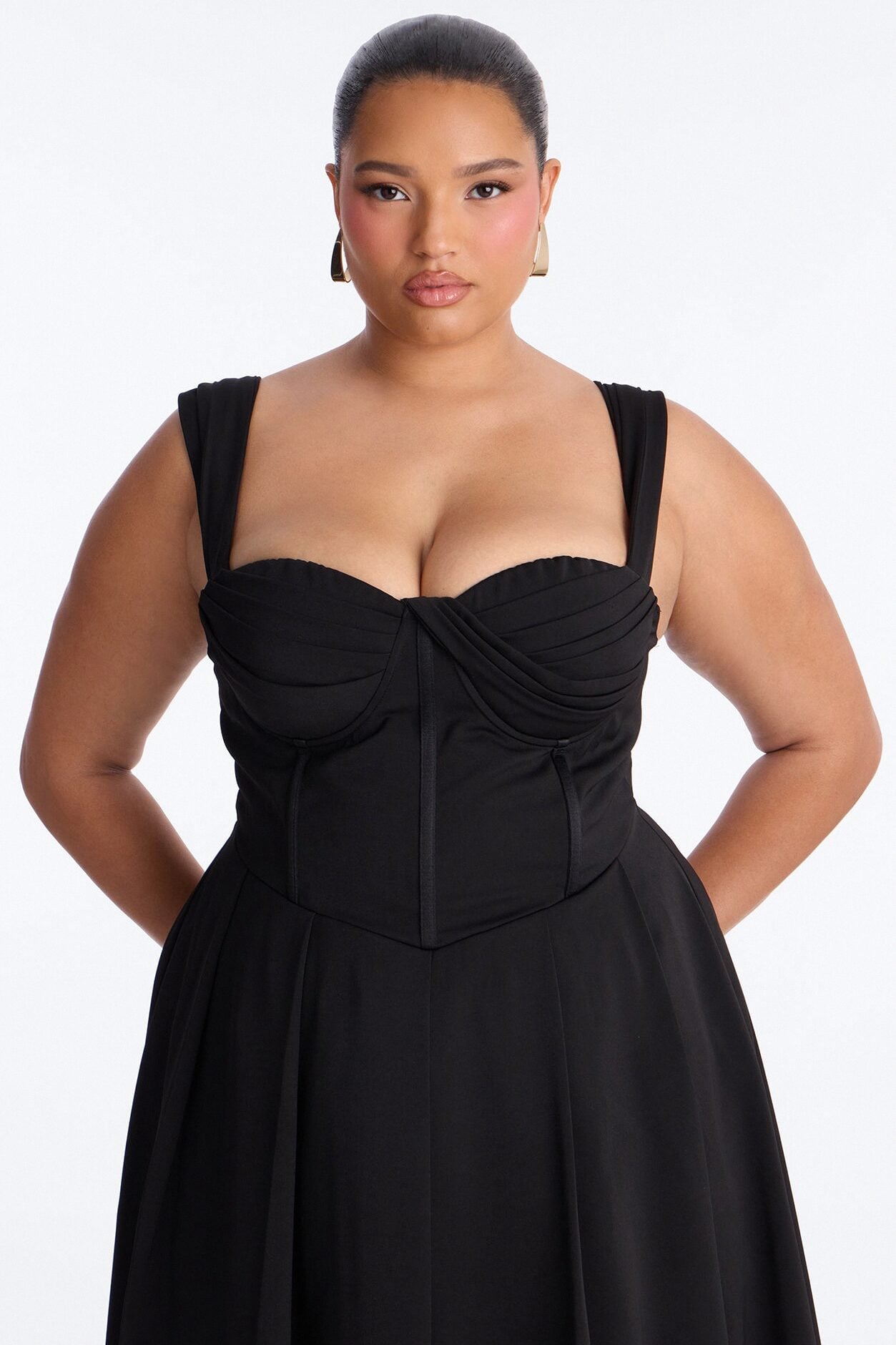 Gabriela Pleated Corset Midi Dress - Black image 6