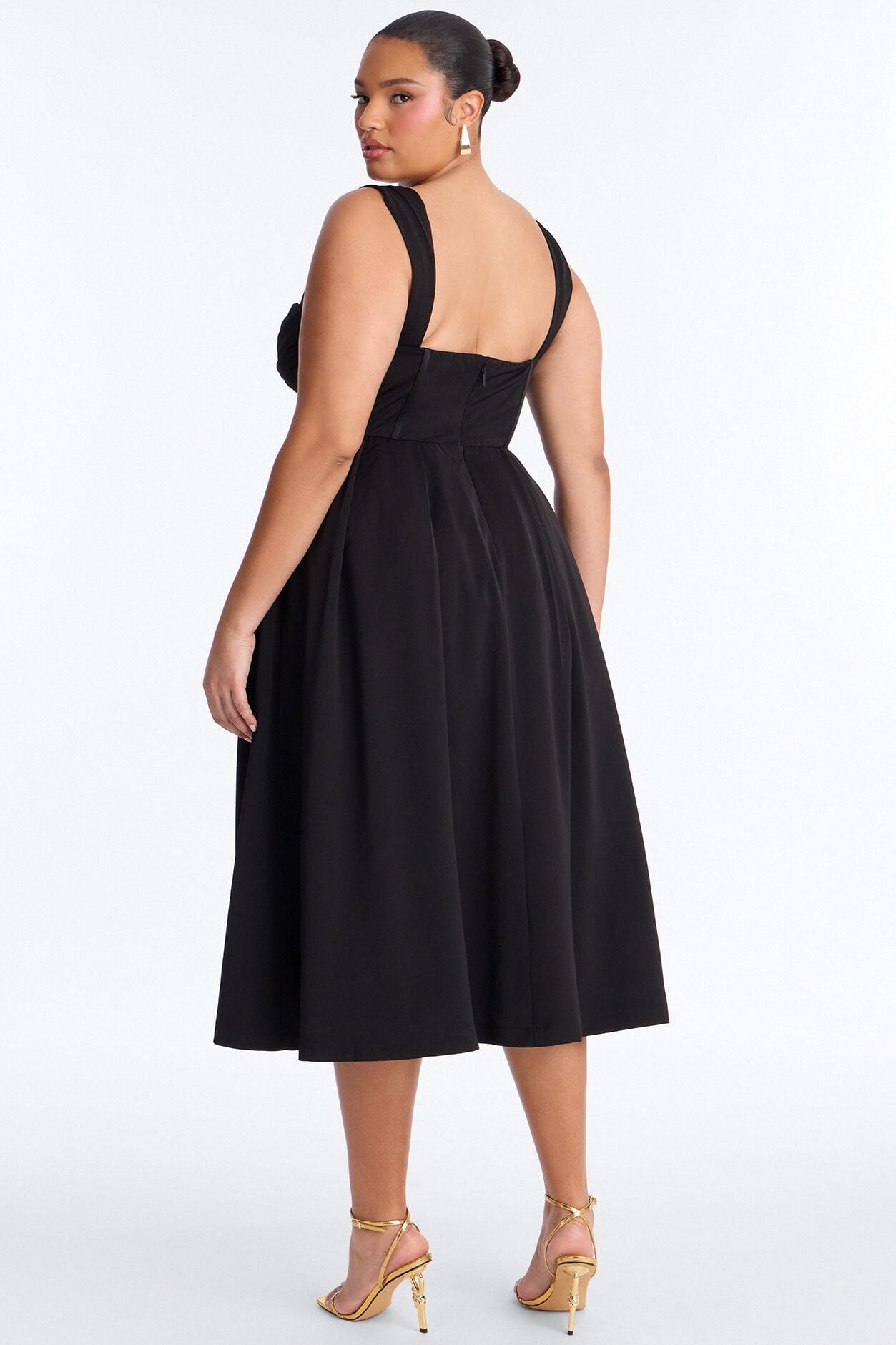 Gabriela Pleated Corset Midi Dress - Black image 7