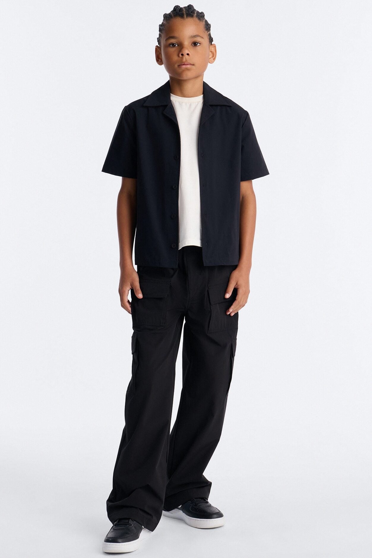 Mini Montez Cuban Collar Button Up Shirt - Black image 2