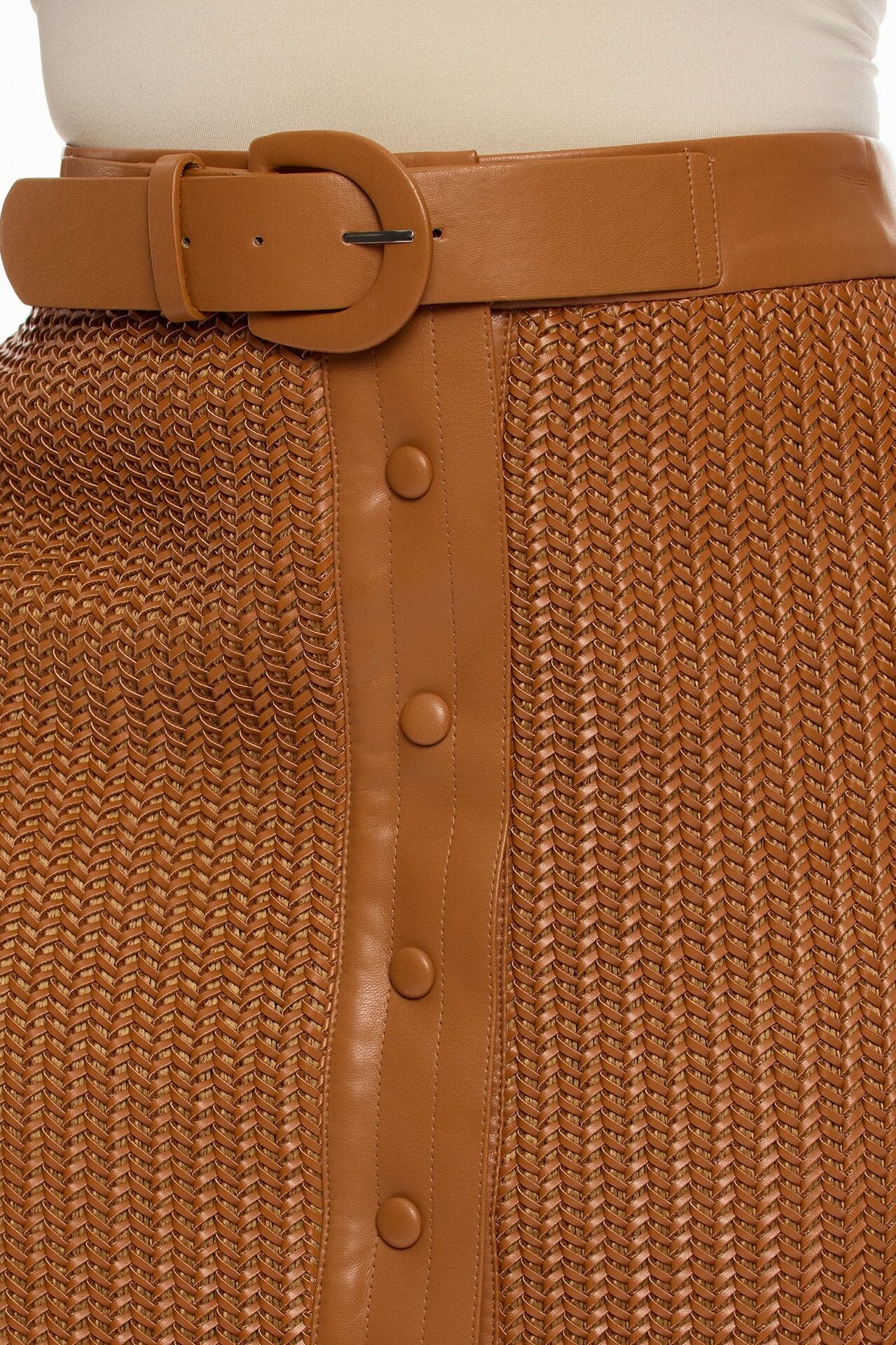 Hailey Faux Leather Belted Maxi Skirt - Cognac image 7
