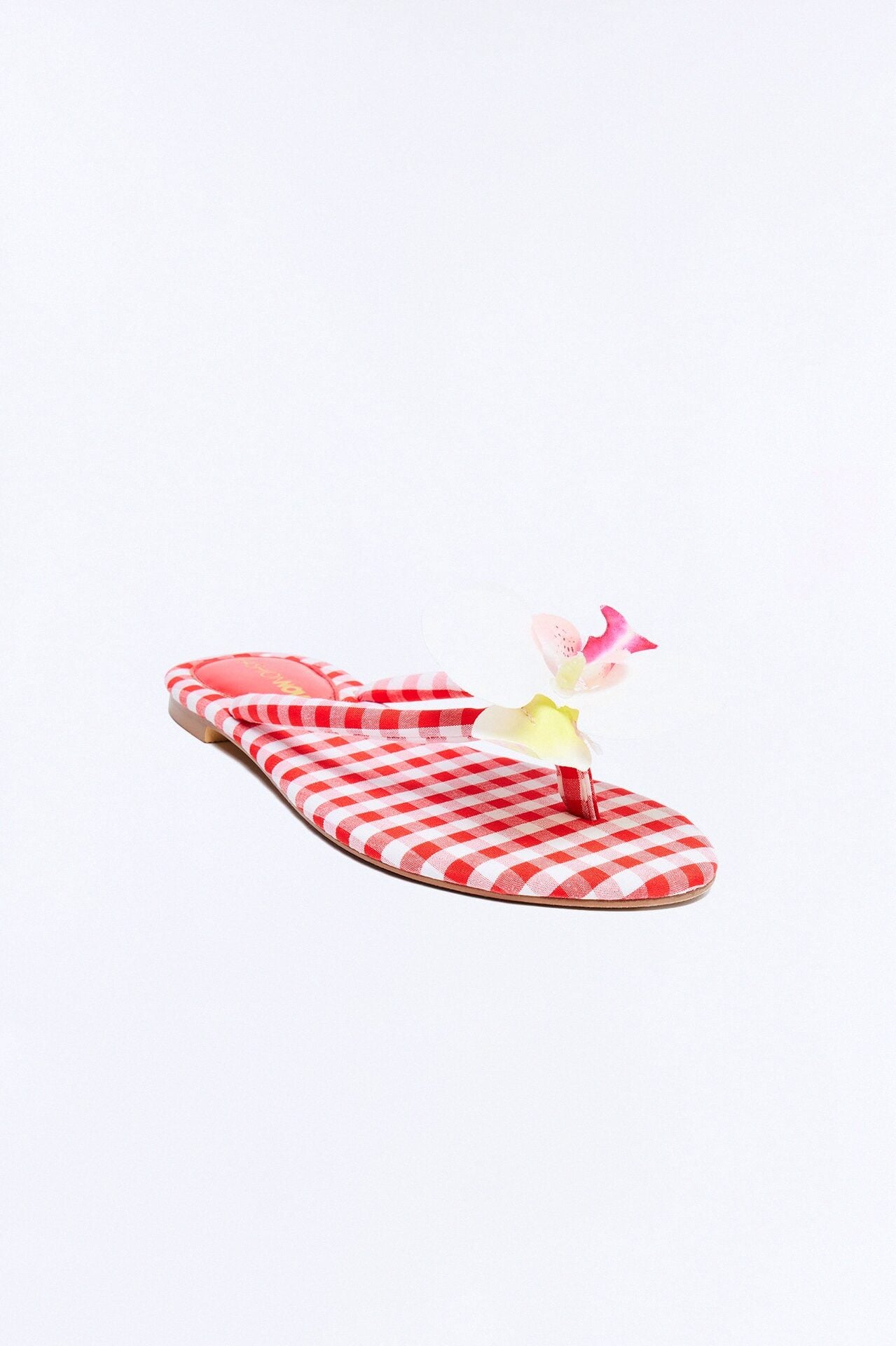 Ashbie Flower Gingham Flip Flops - Red image 2
