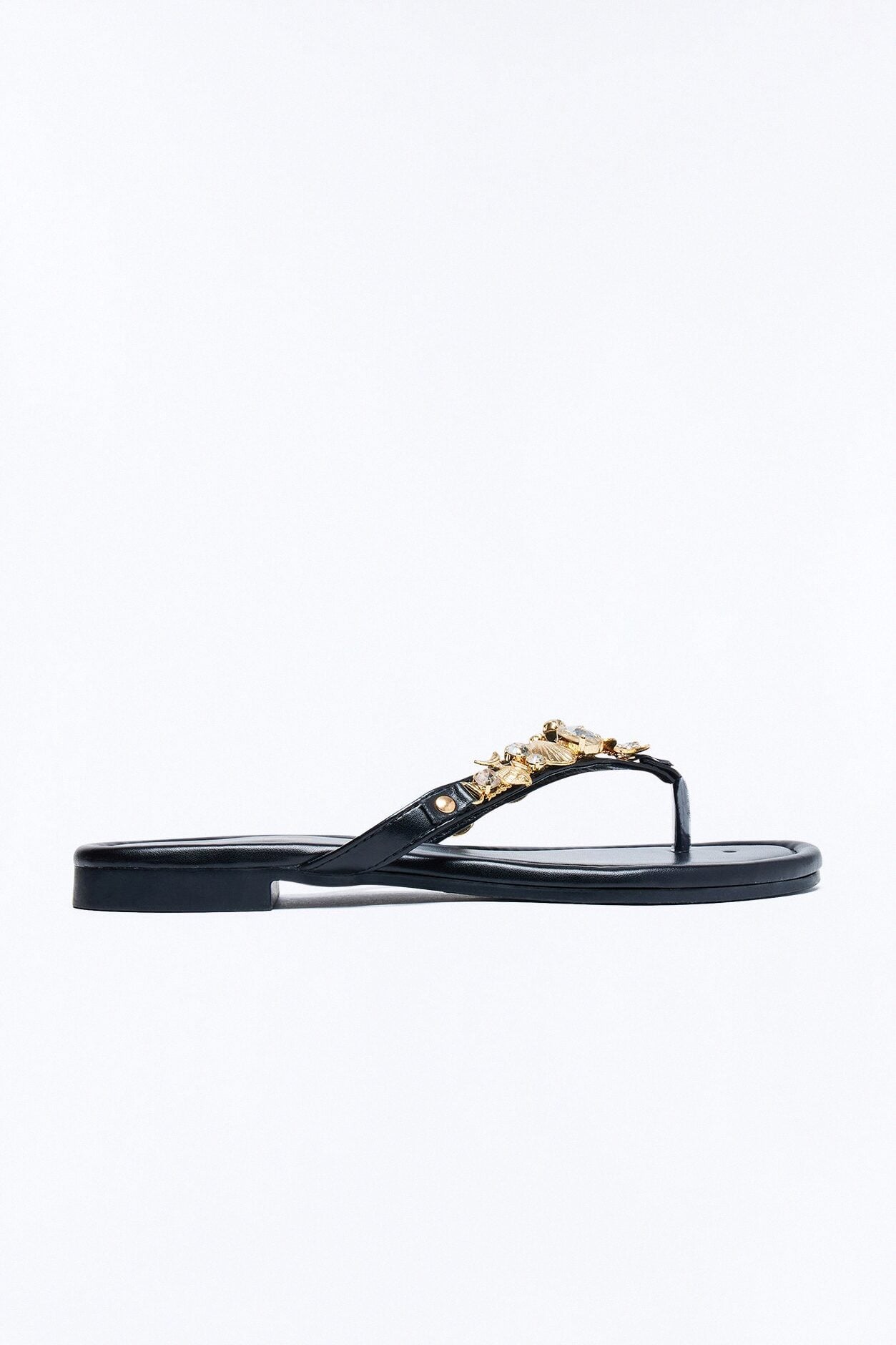 Conch Shell Hardware Flip Flops - Black image 4
