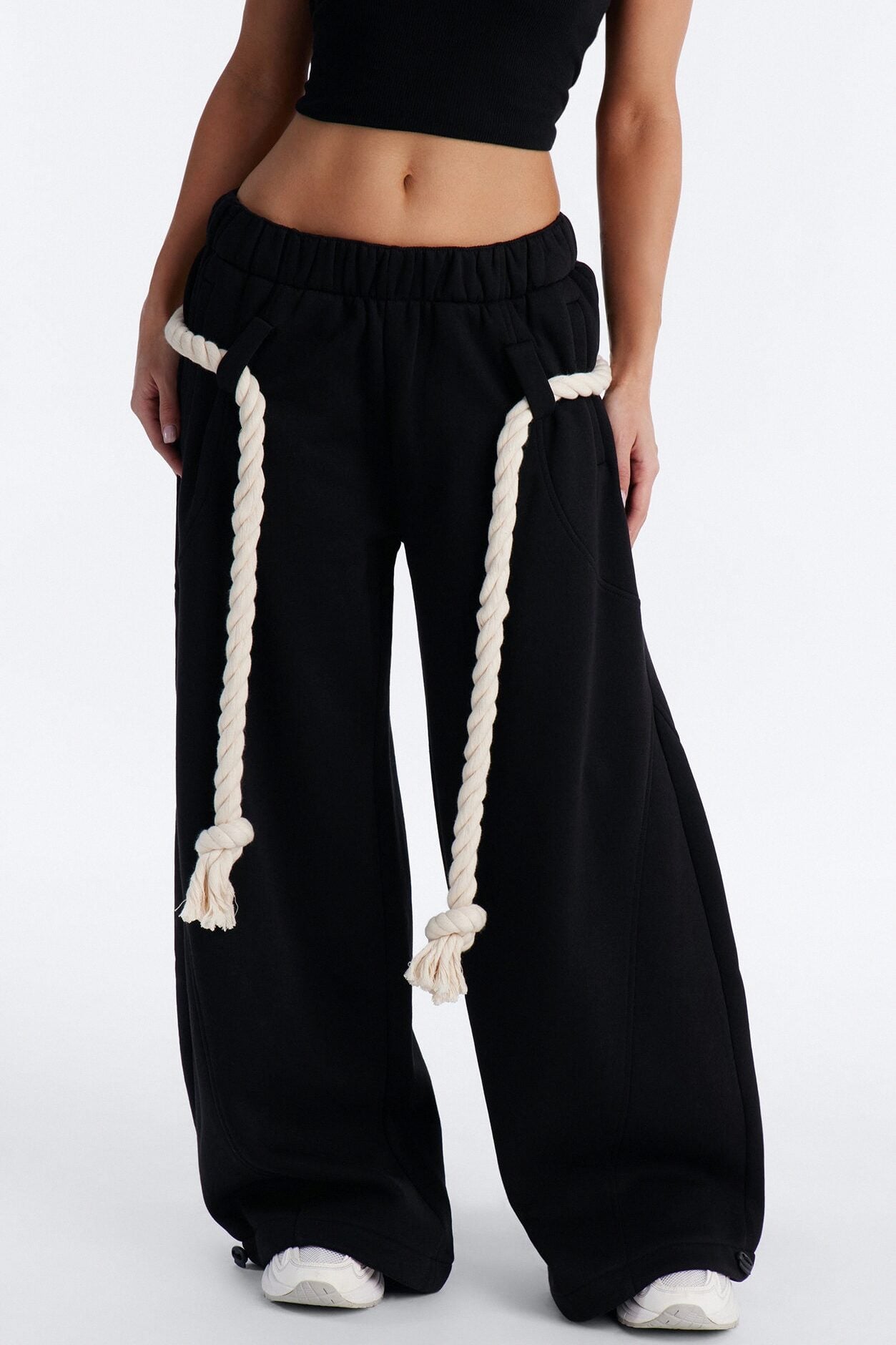 Rope Me In Baggy Barrel Sweatpants - Black image 2