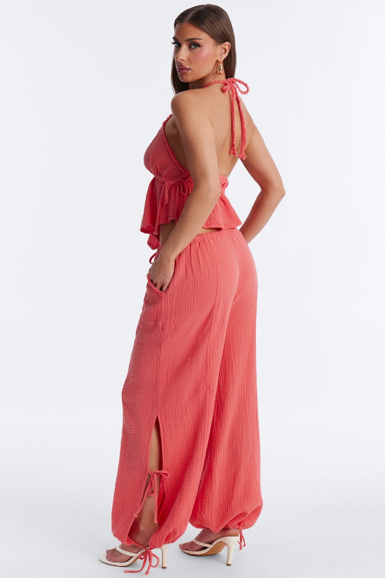 Azuki Balloon Pant Set - Coral image 4