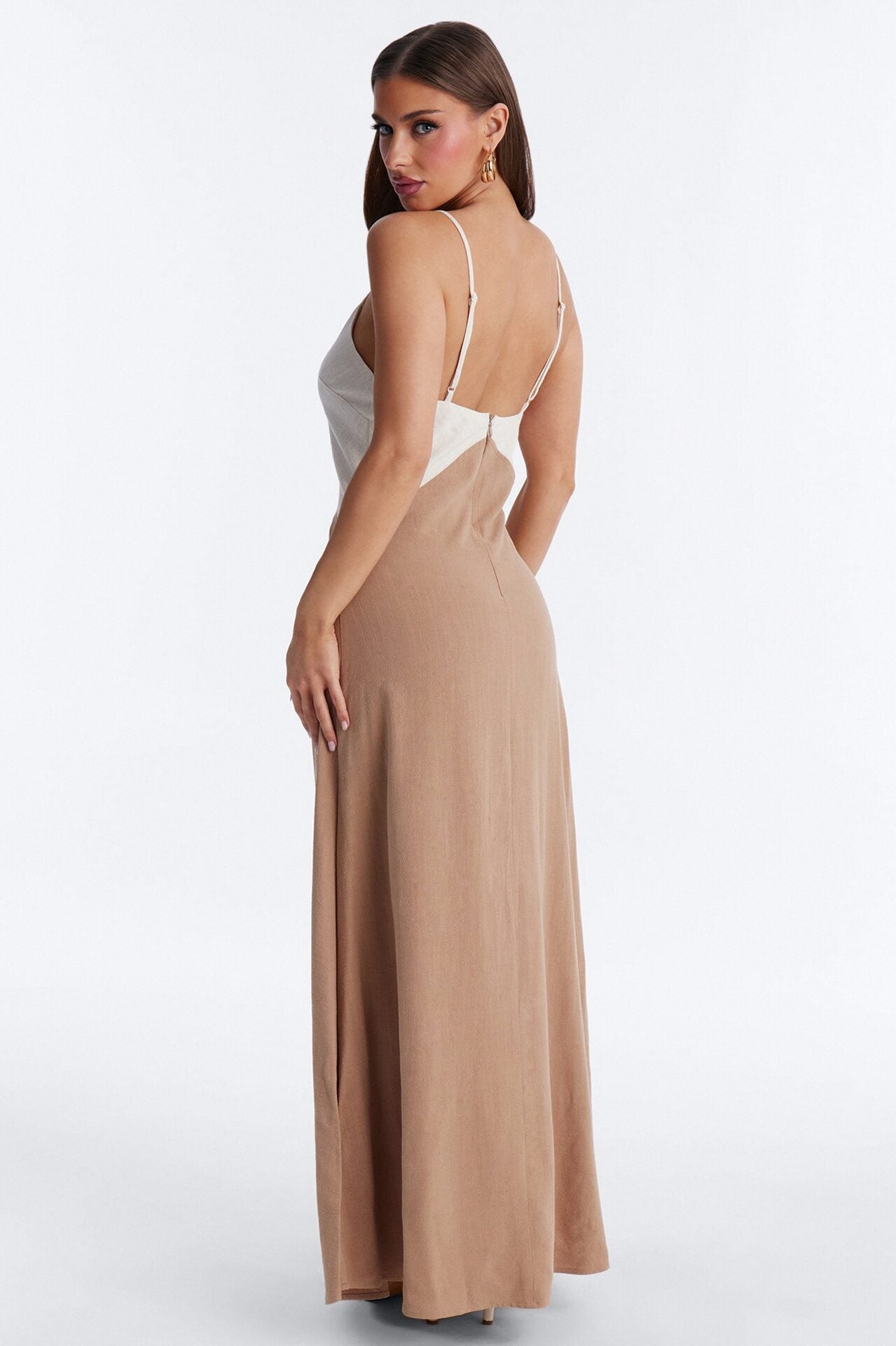 Brielle Linen Maxi Dress - Mocha/combo image 3