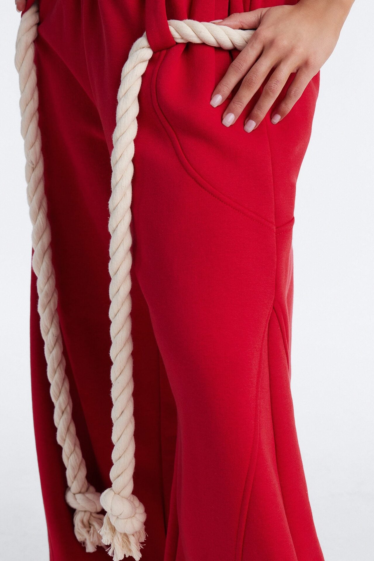 Rope Me In Baggy Barrel Sweatpants - Red image 2
