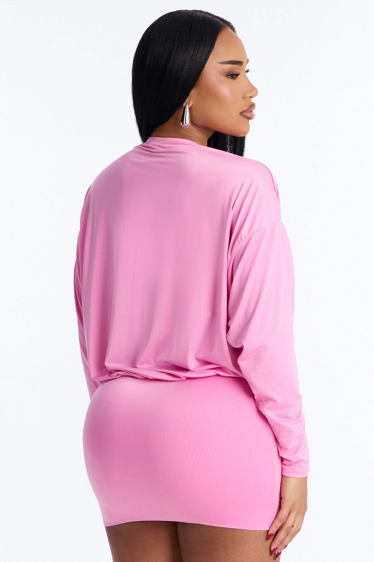 Odette Long Sleeve Mini Dress - Pink image 3