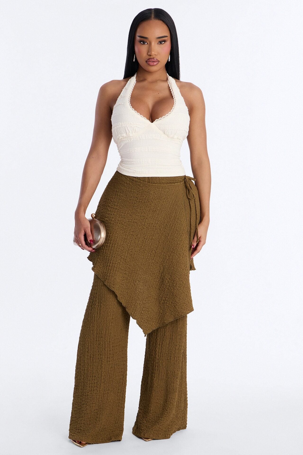 Secret Garden Textured Lace Halter Top - Ivory image 2
