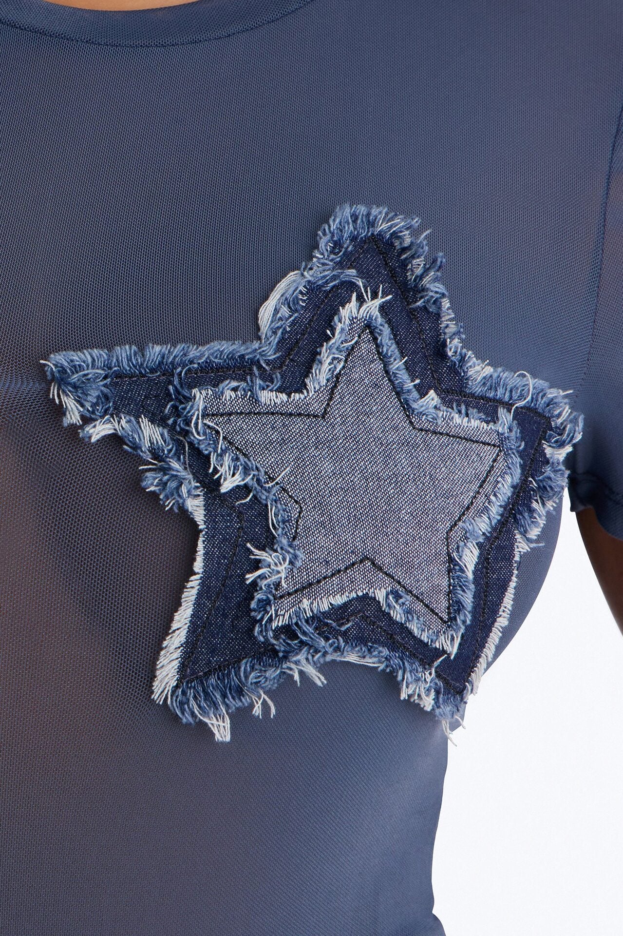 You're A Firework Mesh Bodysuit - Denim image 4