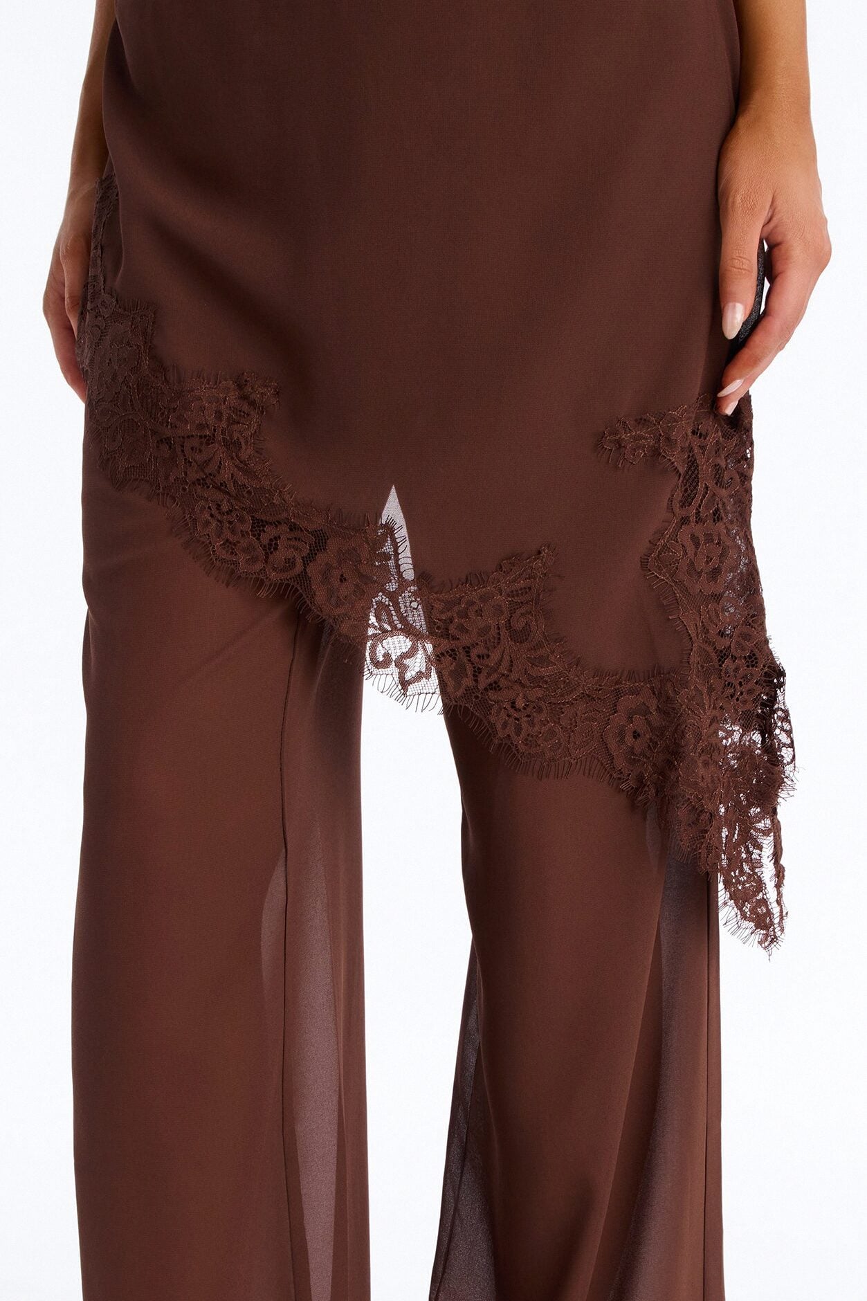 Current Mood Chiffon Halter Pant Set - Brown image 4