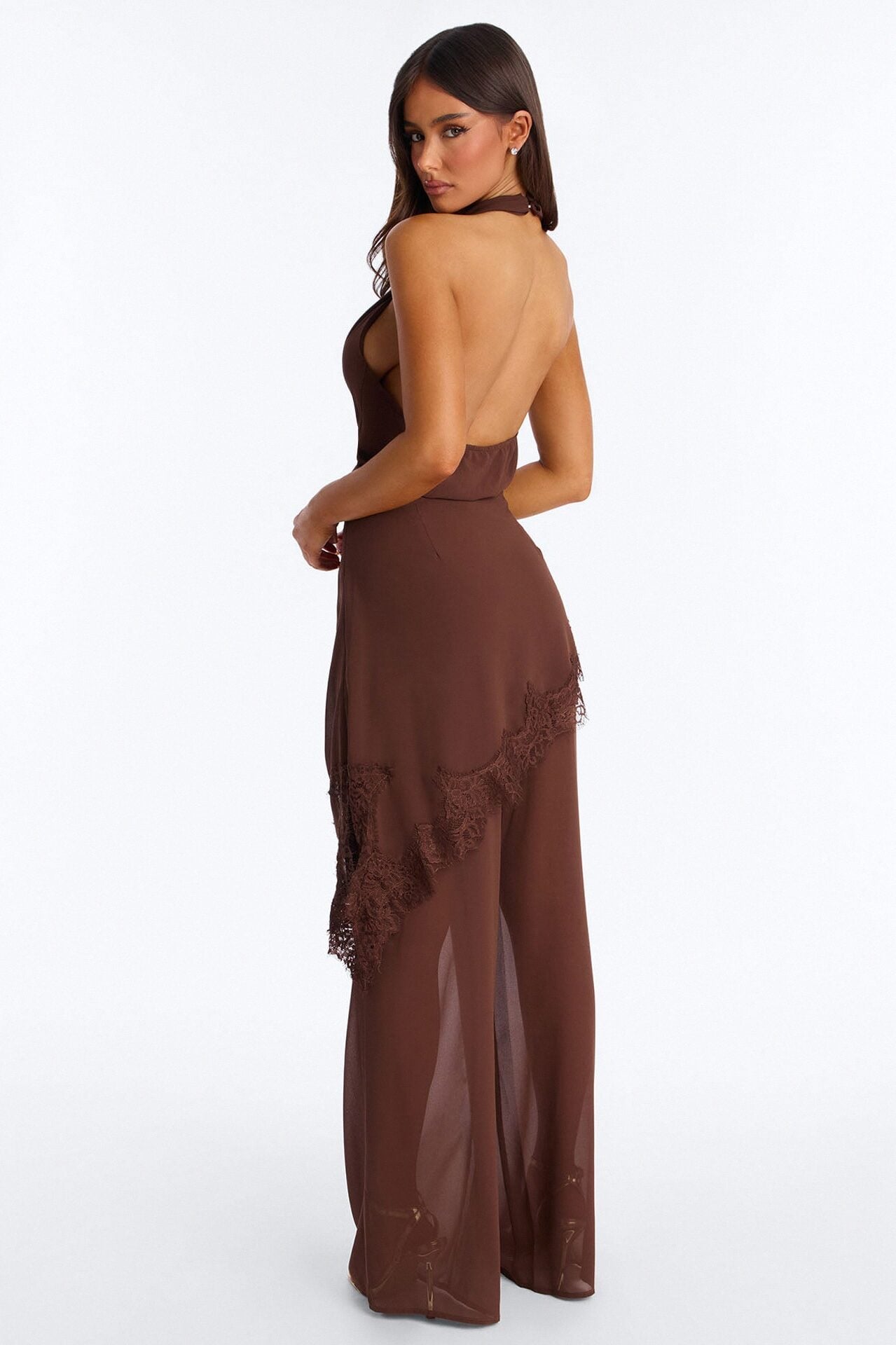 Current Mood Chiffon Halter Pant Set - Brown image 5