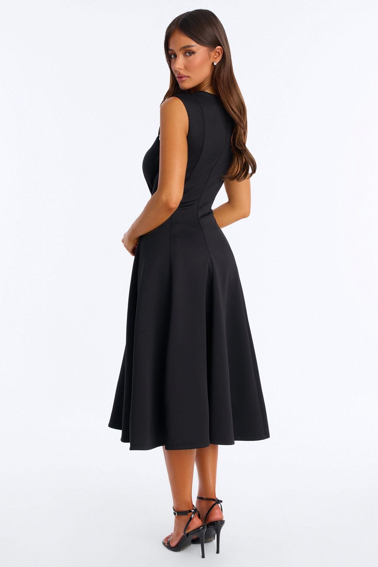 Mallie A Line Midi Dress - Black image 4