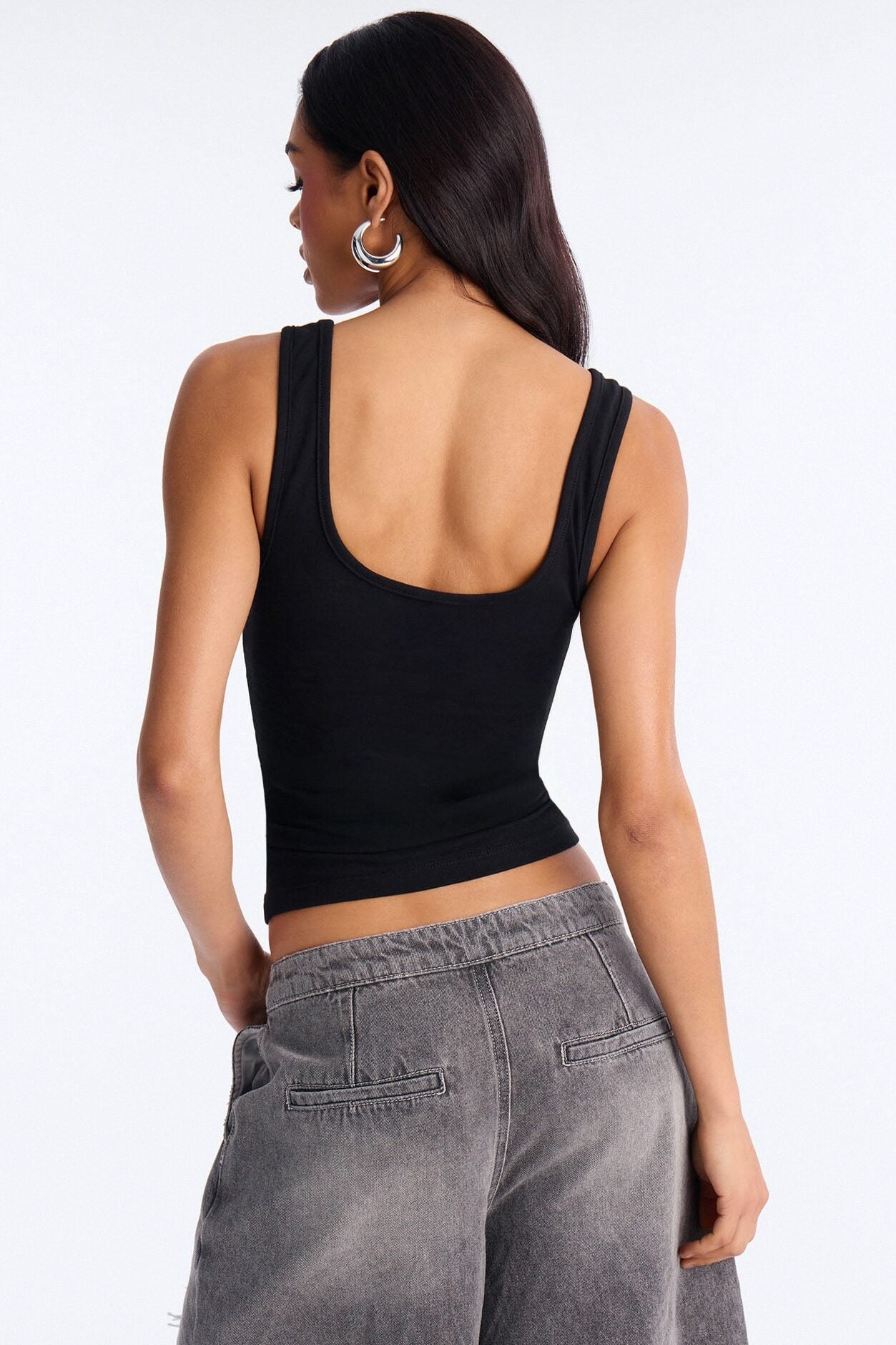 Lace Corset Graphic Tank - Black image 3