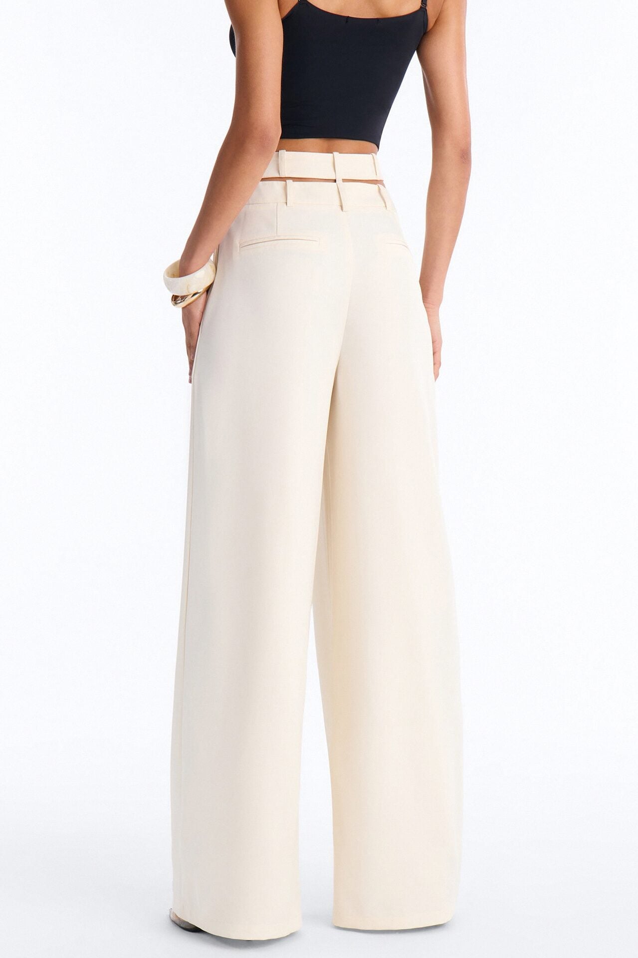 All Wrapped Up Cutout Wide Leg Trousers - Ivory image 4
