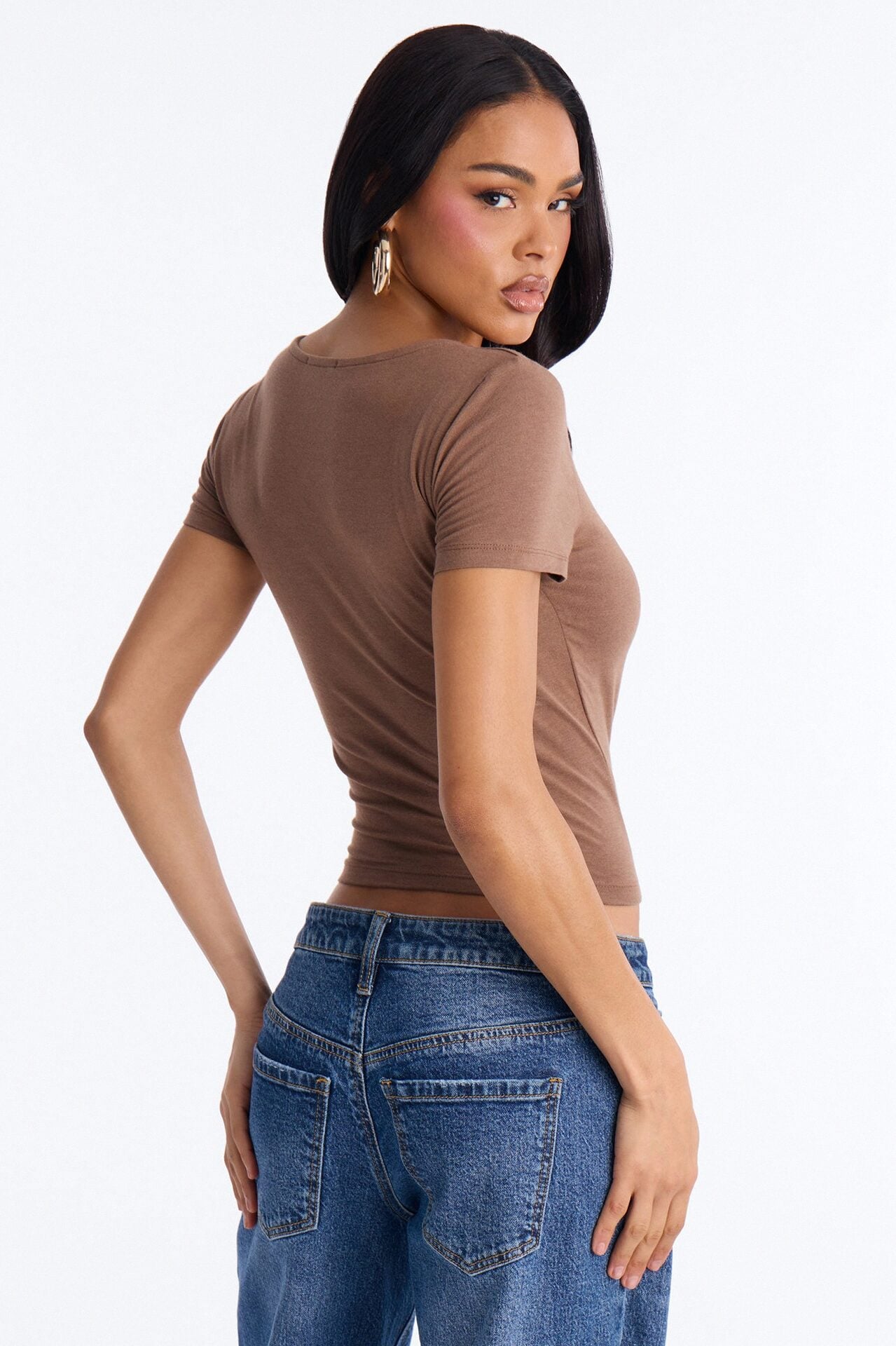 Marissa Double Lined Basic Top - Brown image 3