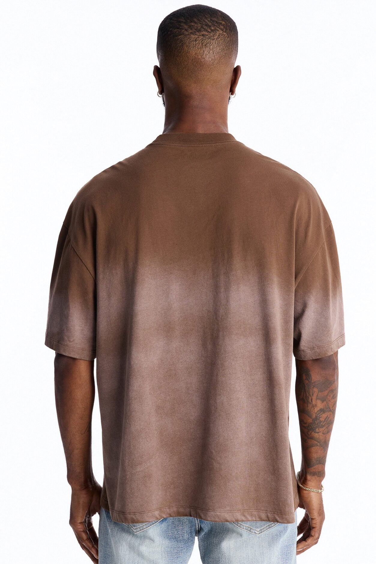 Von Dutch Dip Dye Ridin Boxy Short Sleeve Tee - Brown image 4