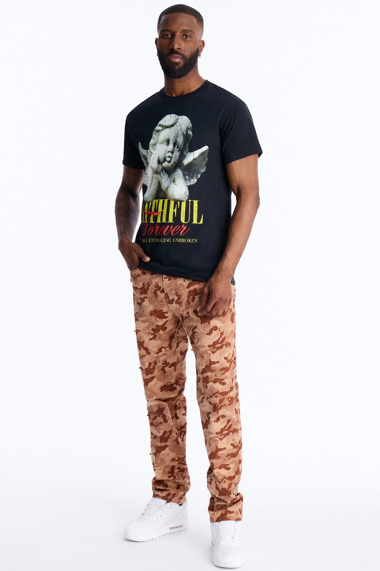 Faithful Forever Angel Short Sleeve Tee - Black image 2