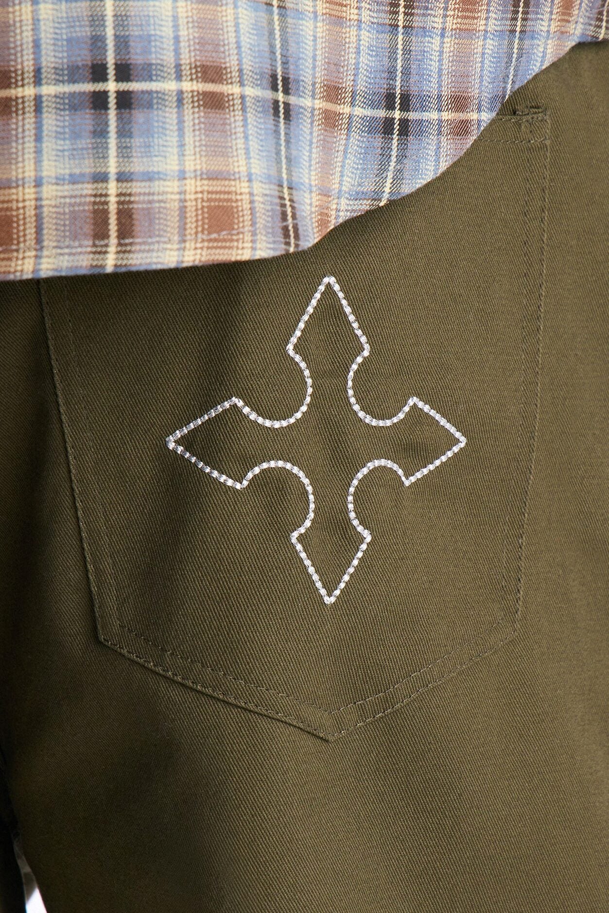 Relaxed Vatican City Stitched Embellished Short - Olive image 6