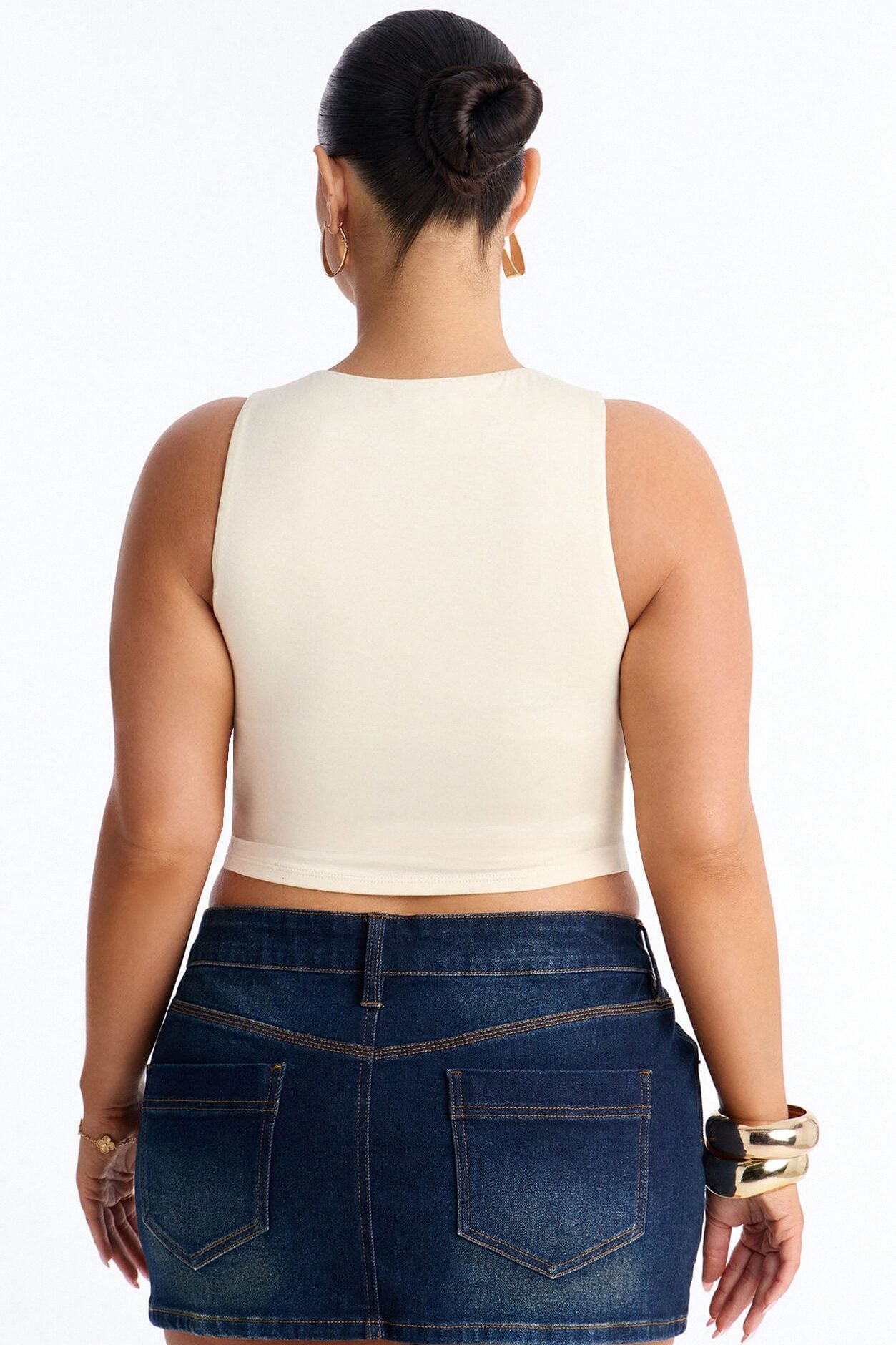 Amberly Double Lined Jersey Tank - Bone image 9