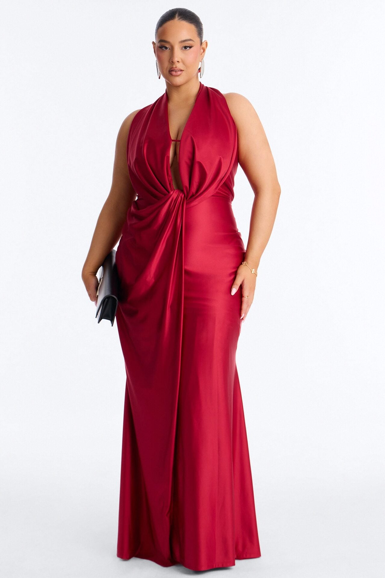 Gloria Draped Satin Gown - Red image 5