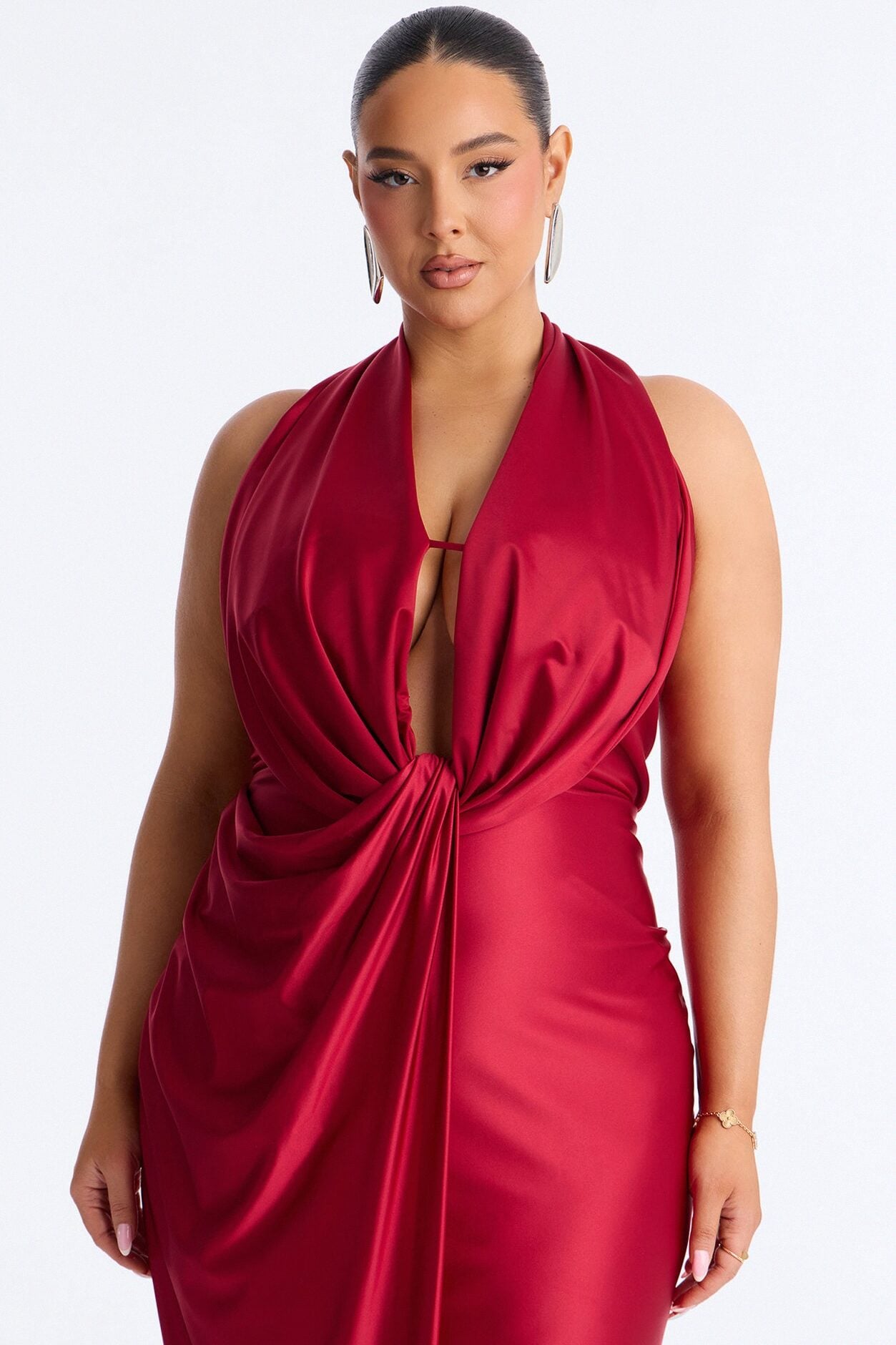 Gloria Draped Satin Gown - Red image 6