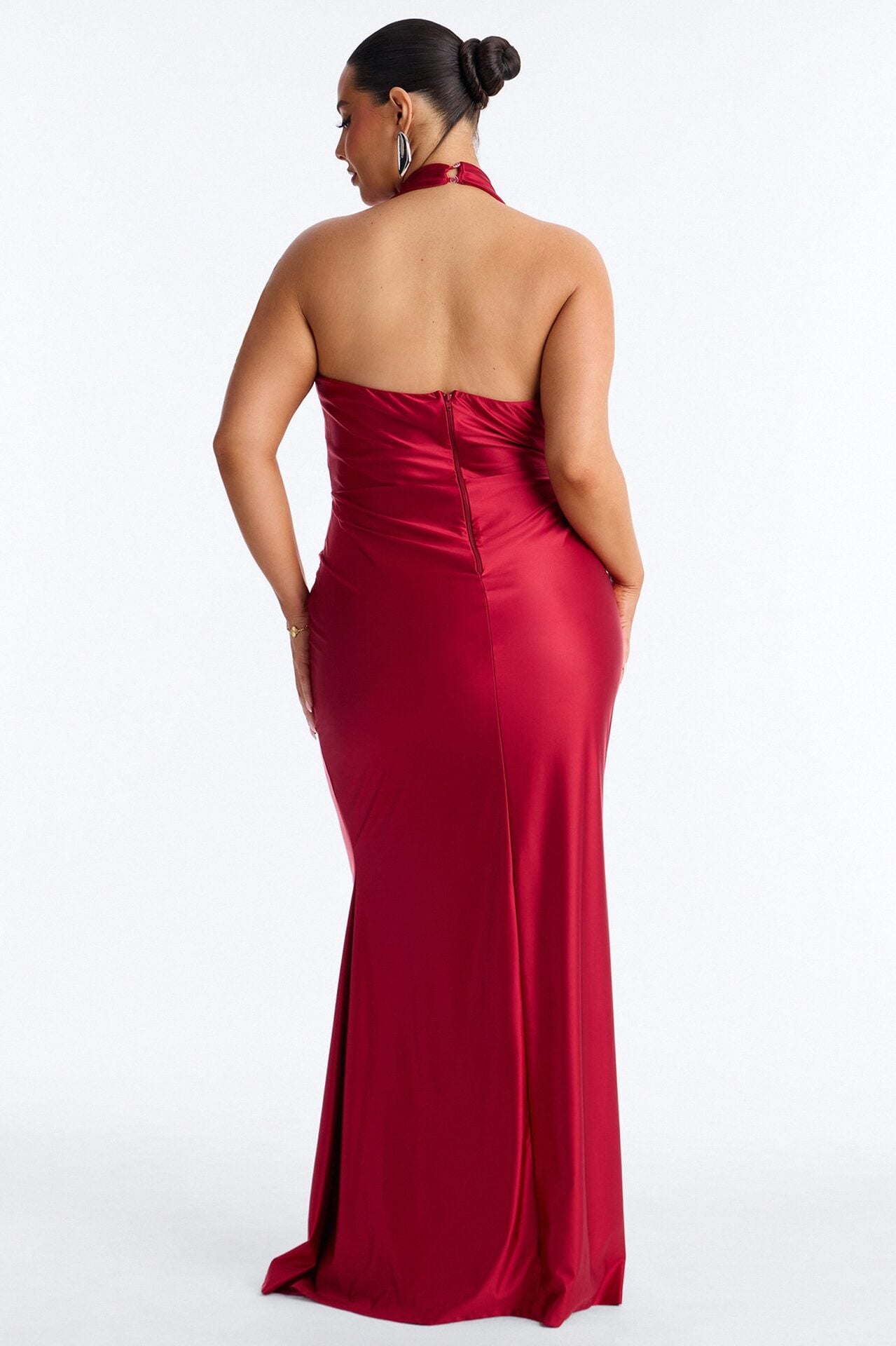 Gloria Draped Satin Gown - Red image 8
