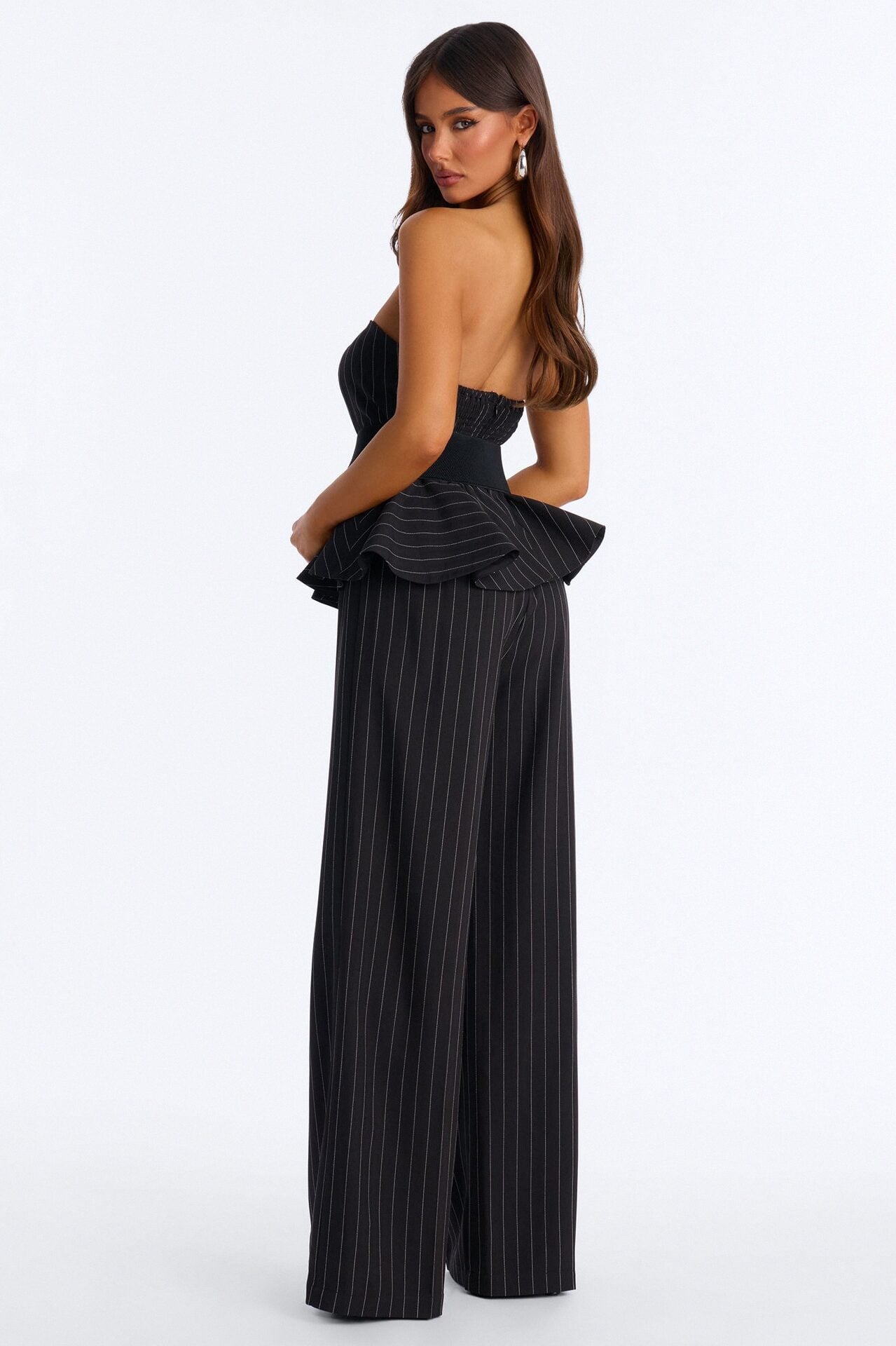 Jessa Pinstripe Belted Wide Leg - Black image 4