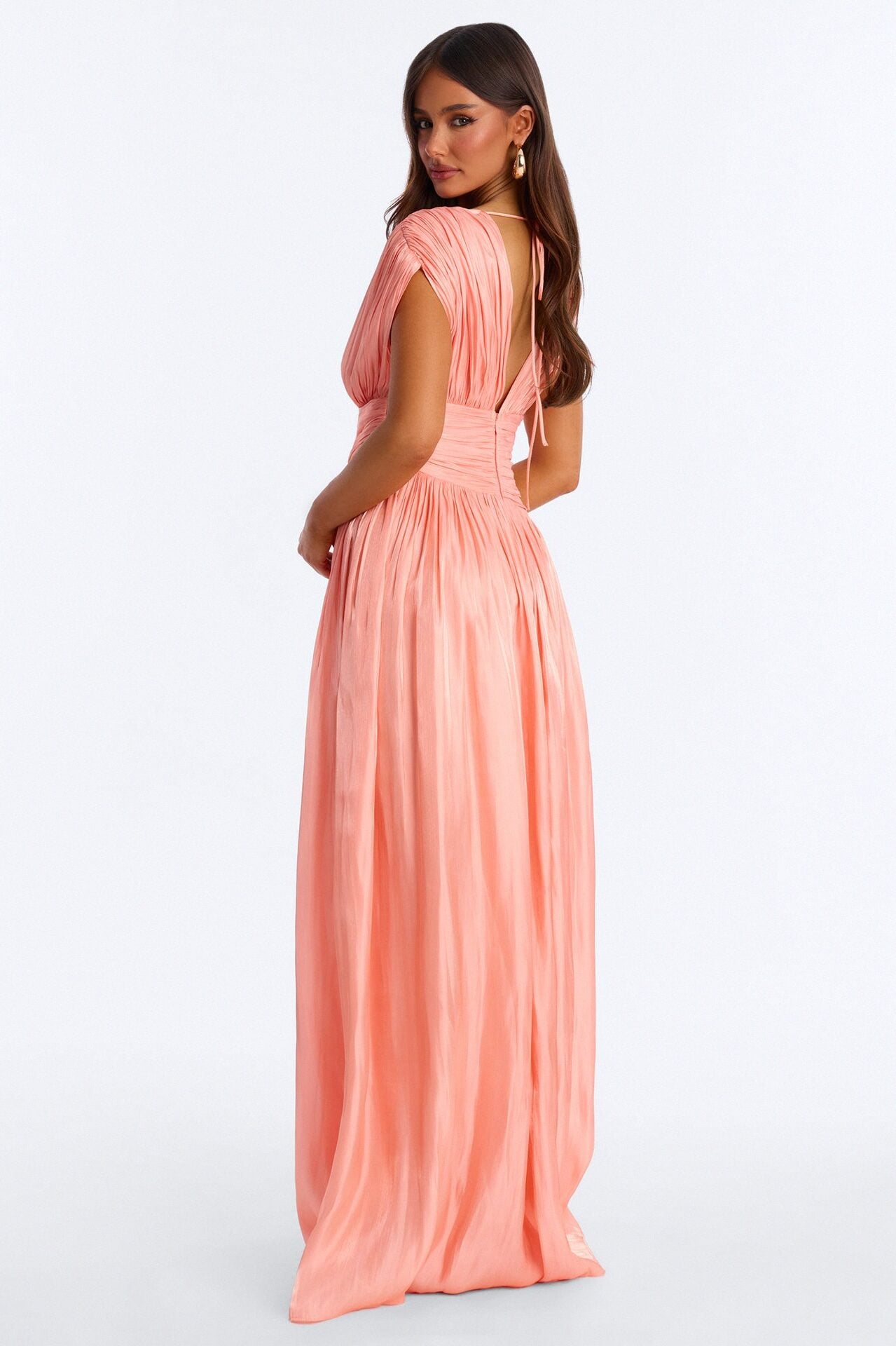 Jianna Pleated Drop Waist Gown - Peach image 4