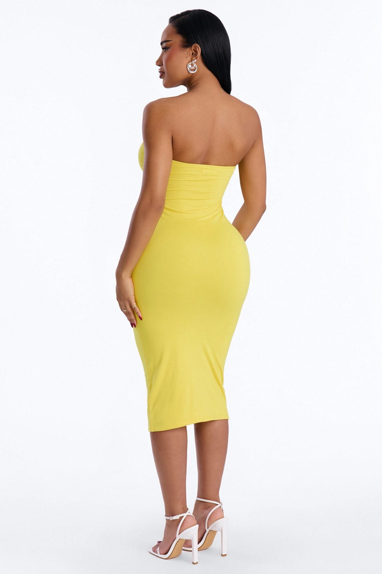 Kimmy Double Lined Strapless Midi Dress - Yellow image 3