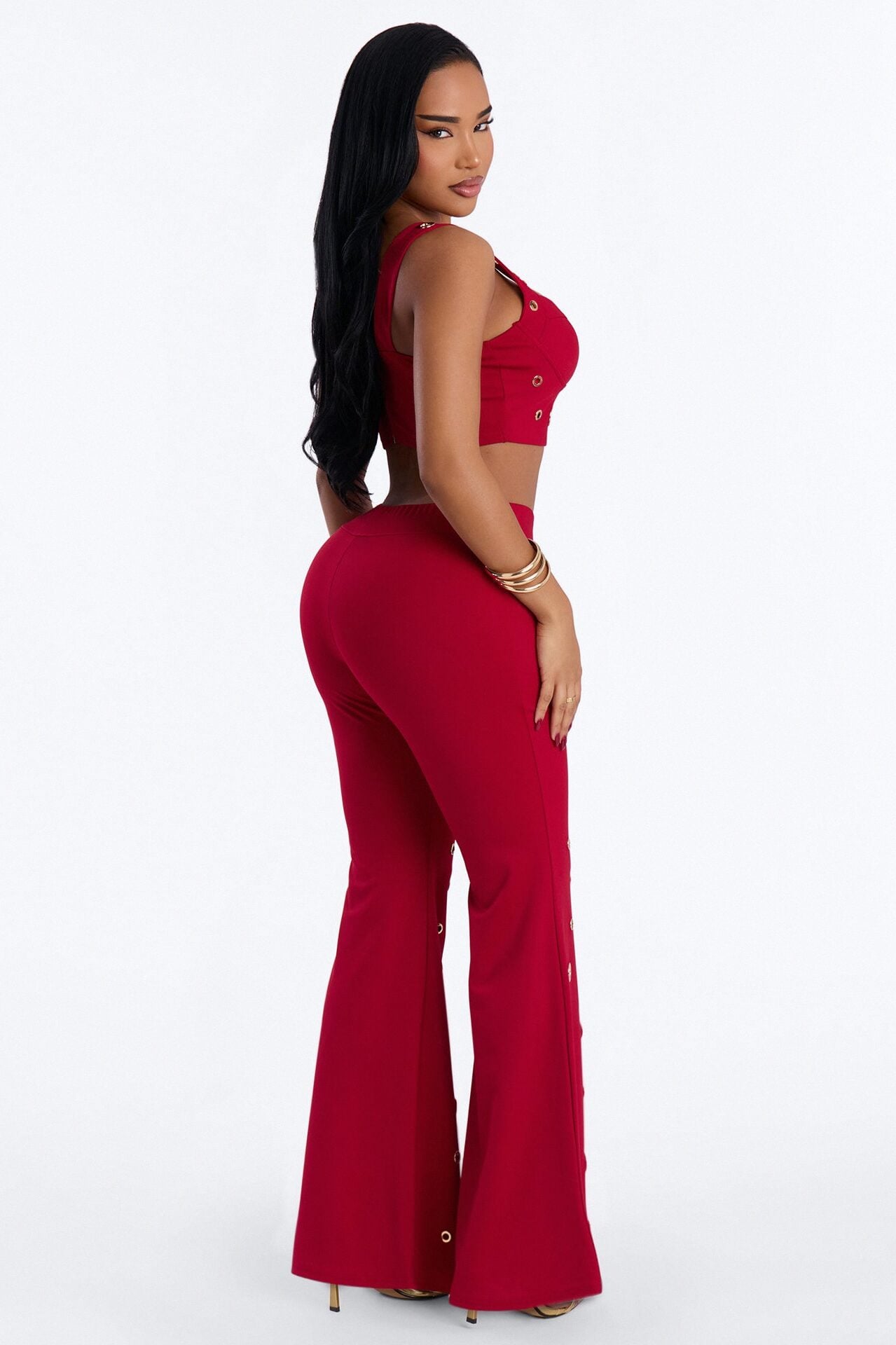 Stole Your Heart Grommet Pant Set - Red image 3