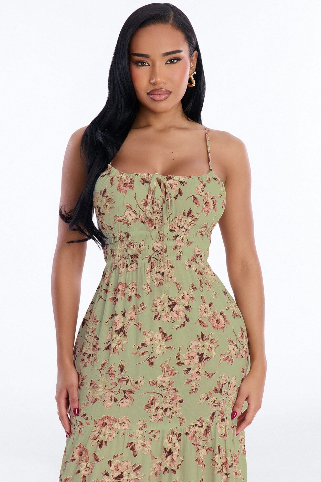 Anneliese Floral Rayon Midi Dress - Olive image 2