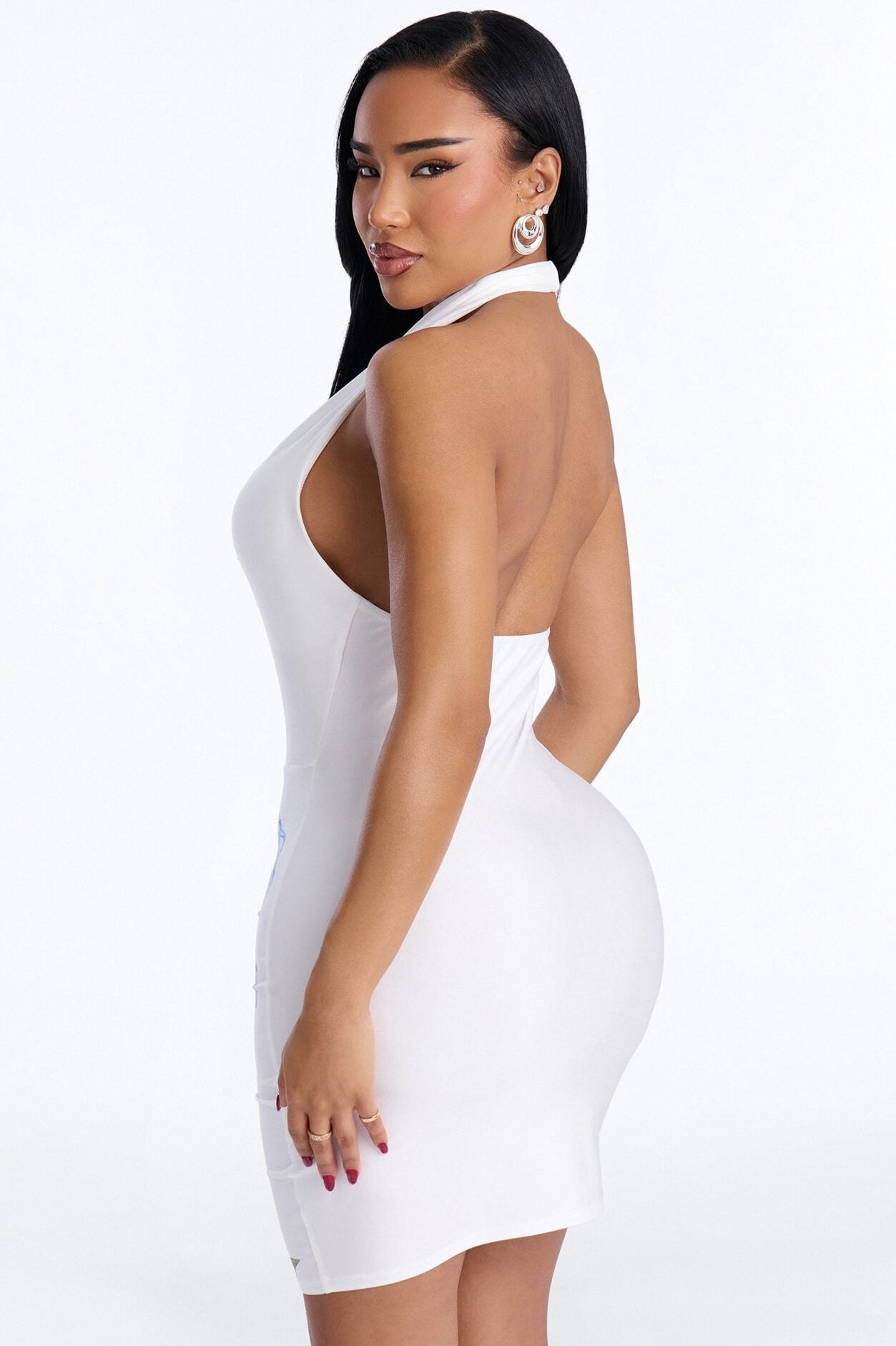 Teagan Halter Floral Mini Dress - White image 3