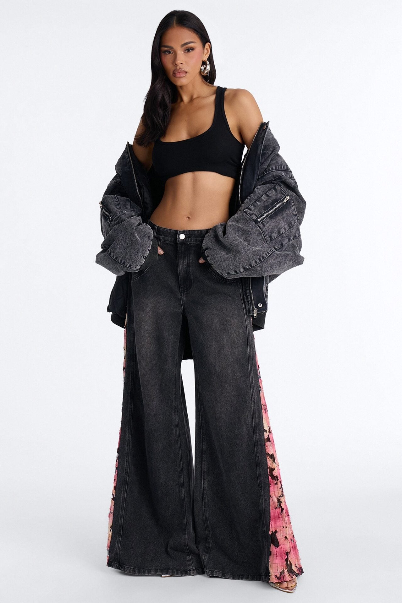 Pure Emotion Mid Rise Wide Leg Jeans - Black Wash image 2